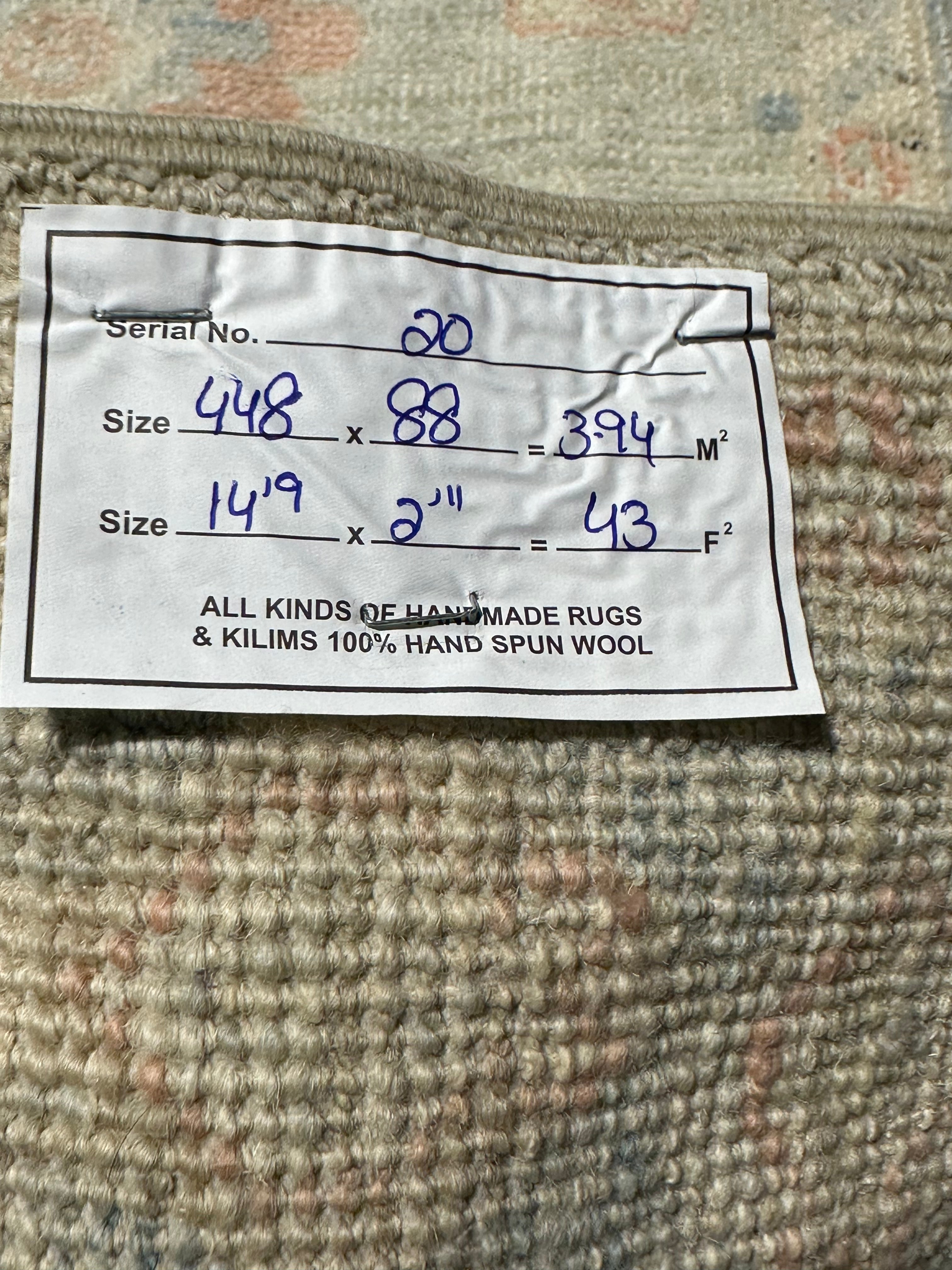 Margo Banks 2.11x14.9 Light Blue Whitewashed Afghani Oushak Runner