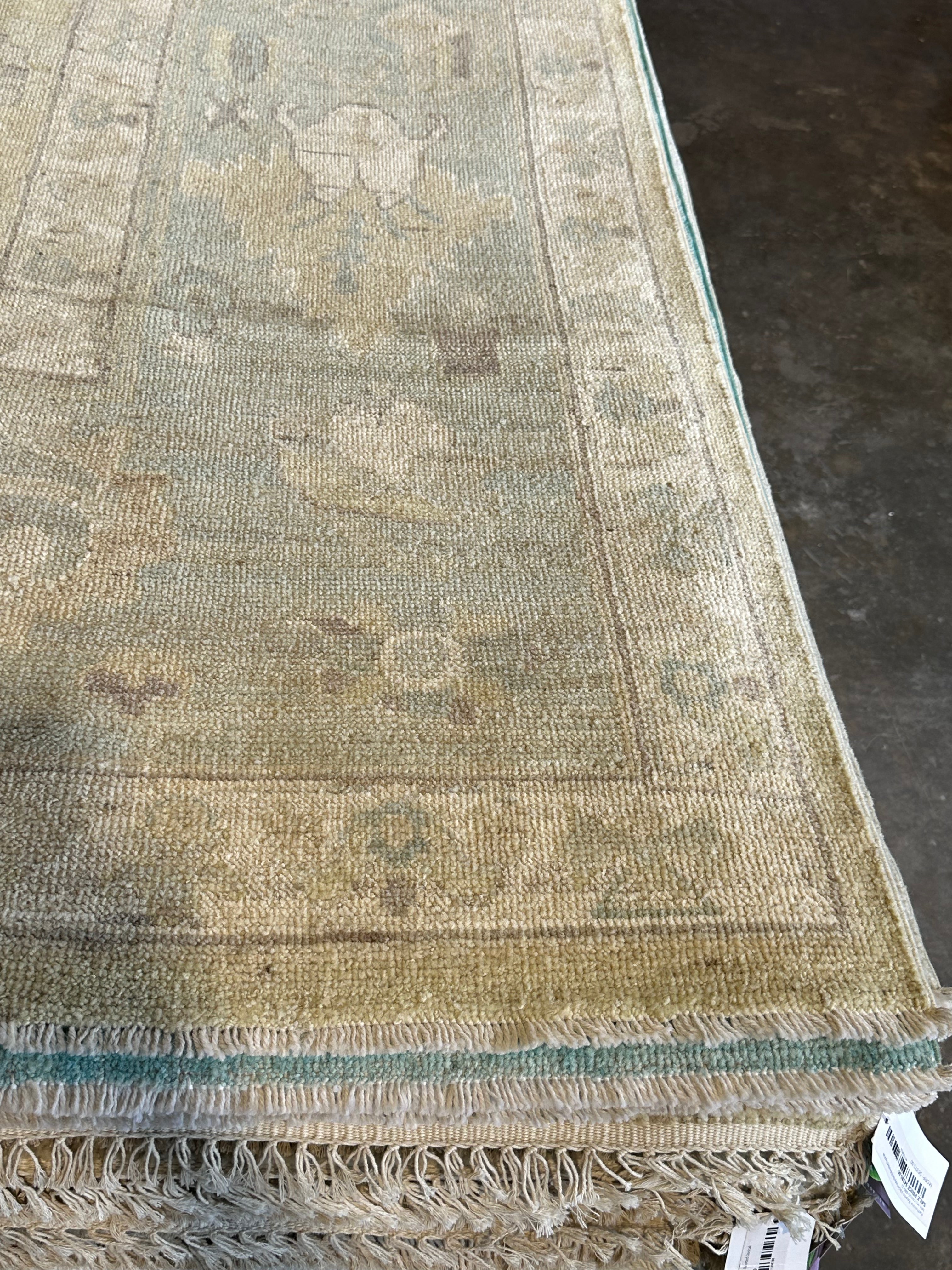 Sophie O'Neil 9.11x14 Blue and Green  Whitewashed Afghani Oushak