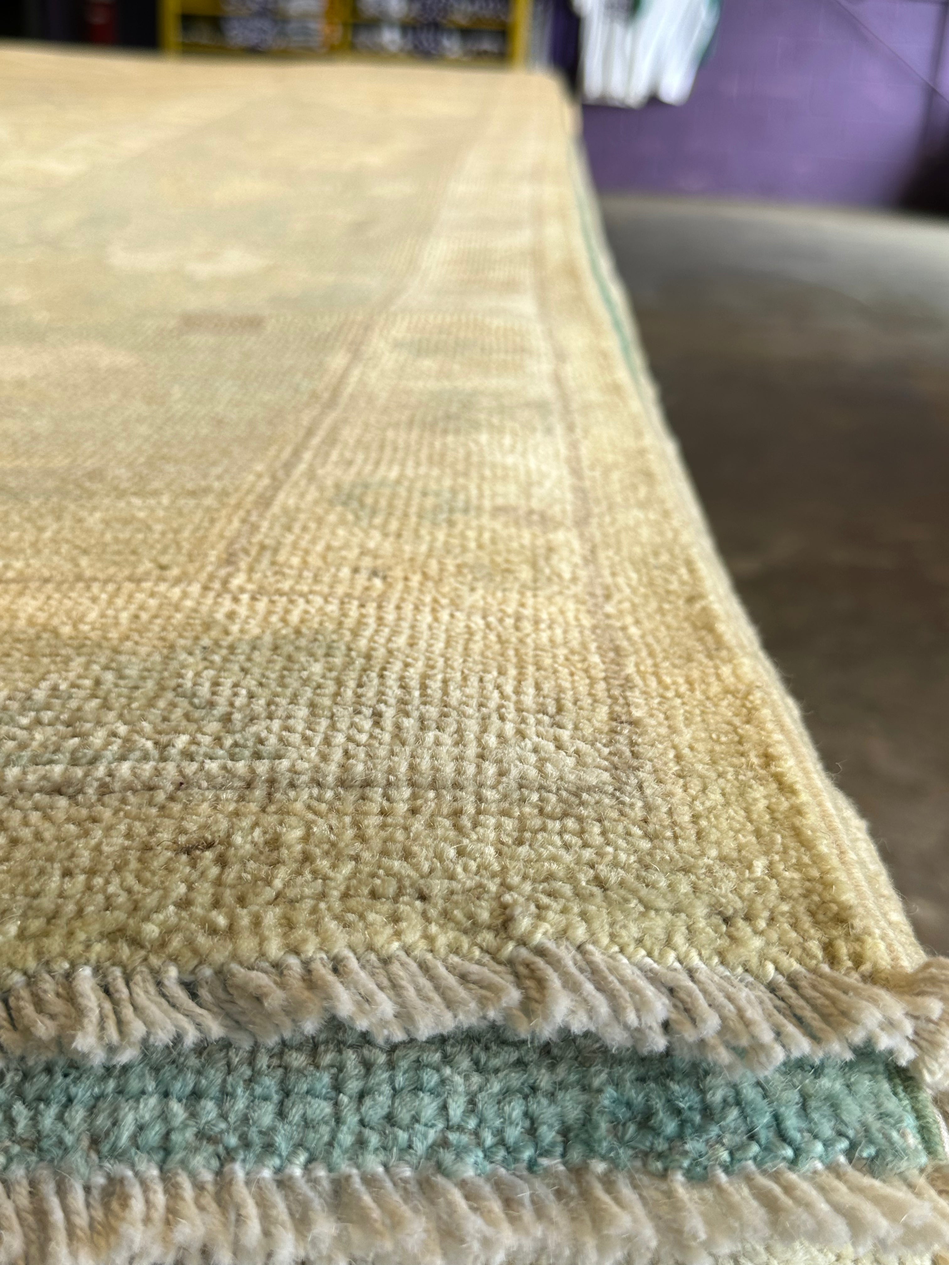 Sophie O'Neil 9.11x14 Blue and Green  Whitewashed Afghani Oushak