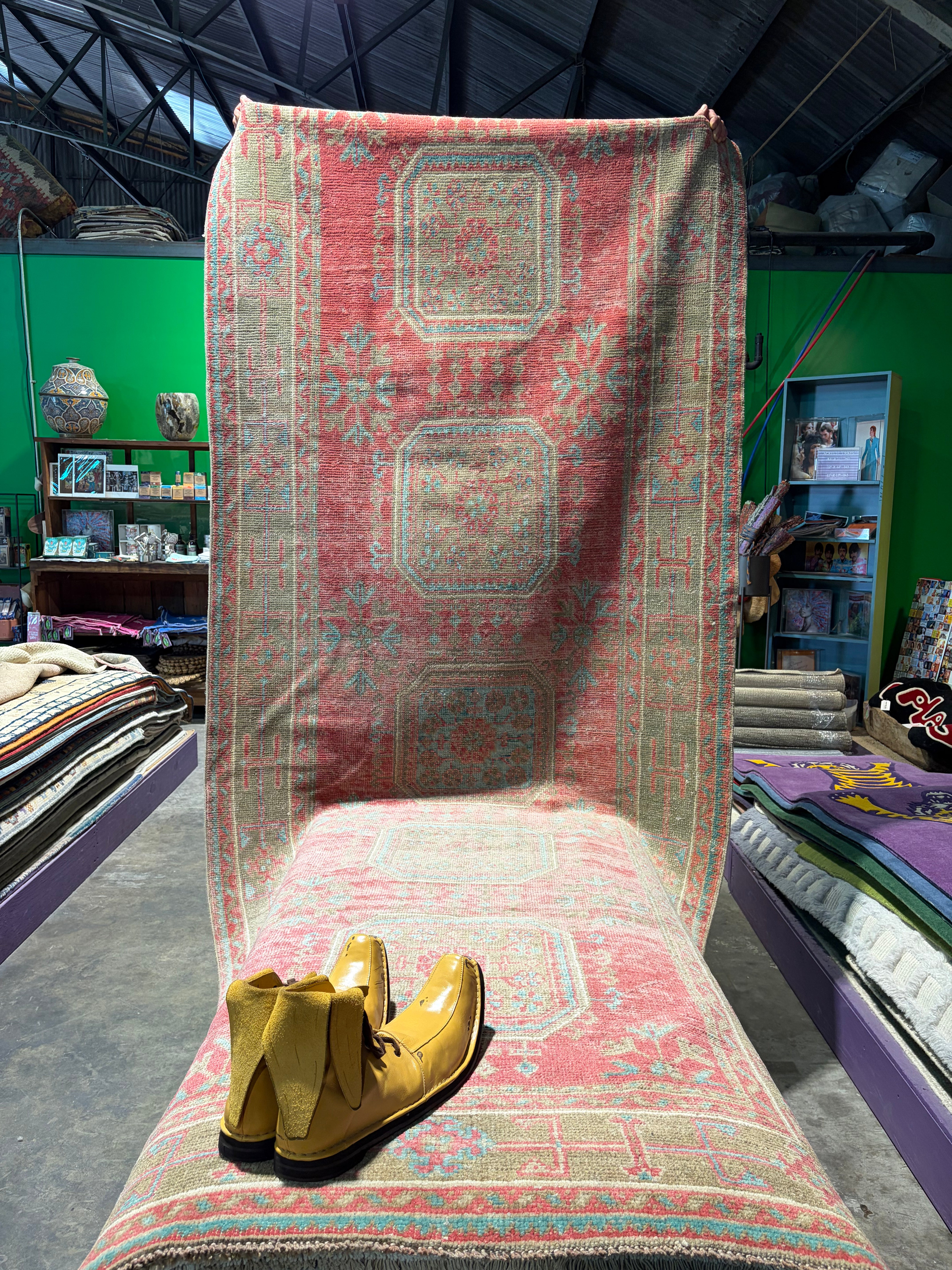 Sylvia Griffith 4.6x12 Red Hand-Knotted Vintage Turkish Oushak Runner