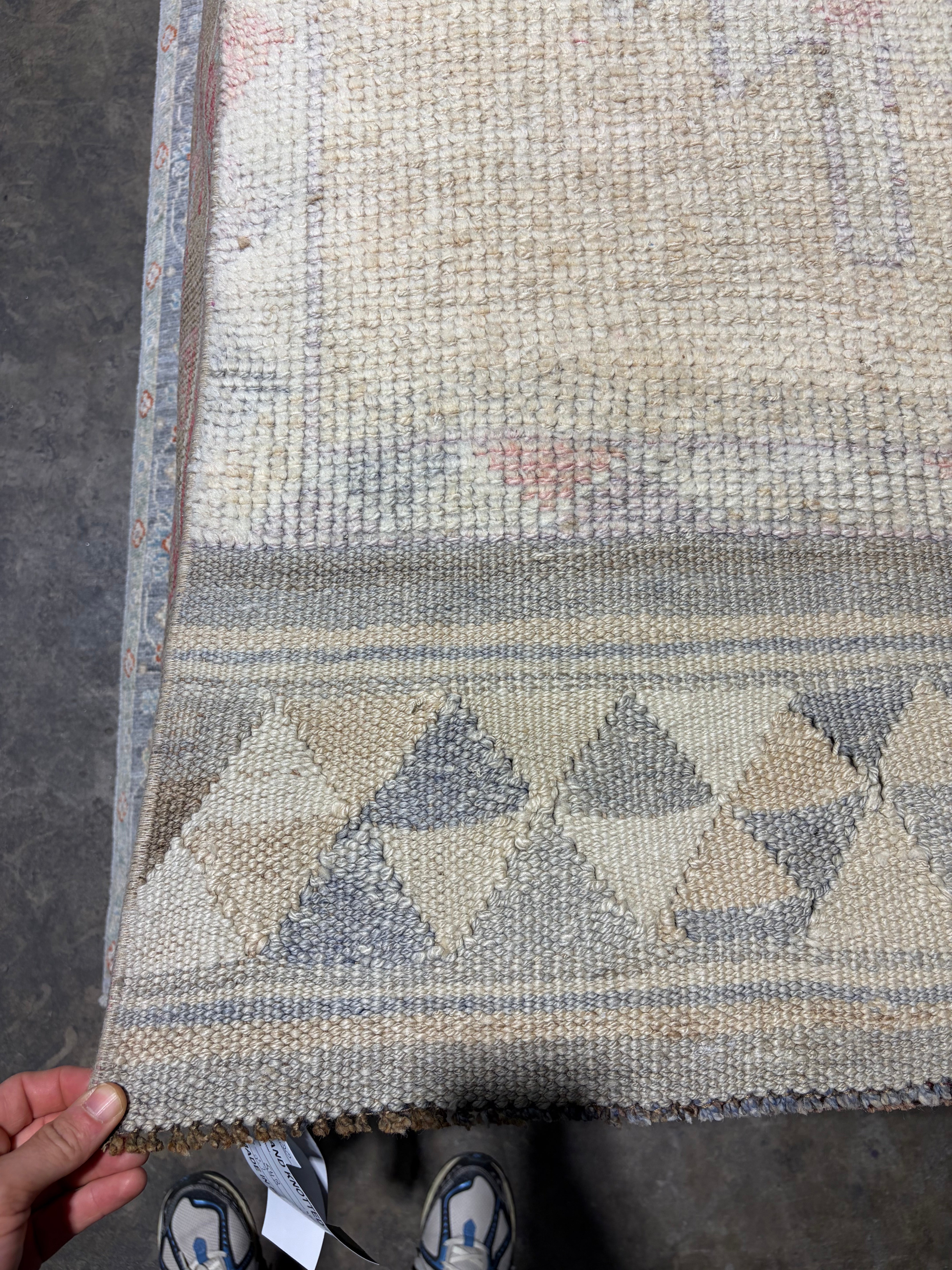 Katie Boyer 2.10x11.9 Cream Hand-Knotted Vintage Turkish Oushak Runner