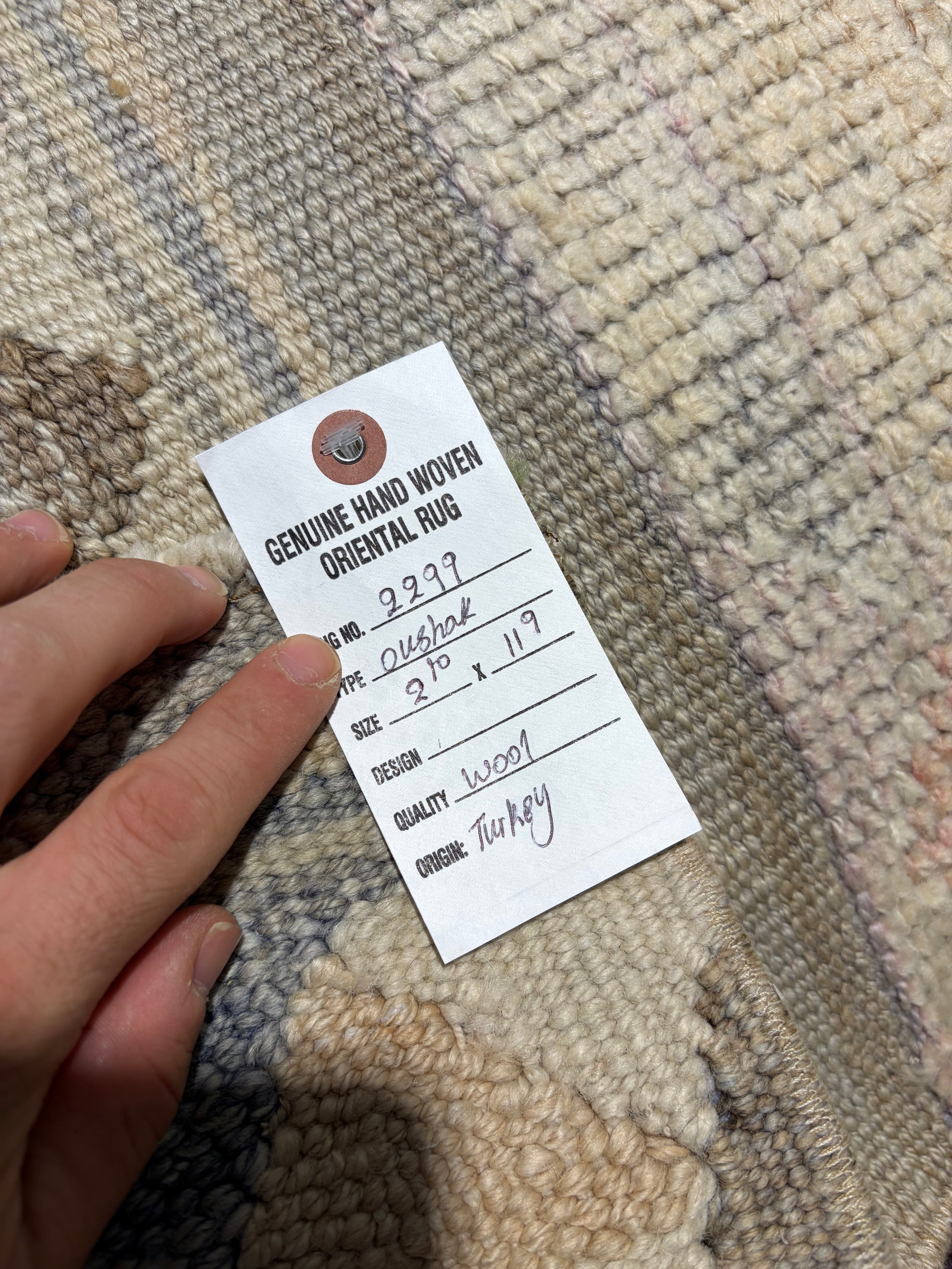 Katie Boyer 2.10x11.9 Cream Hand-Knotted Vintage Turkish Oushak Runner