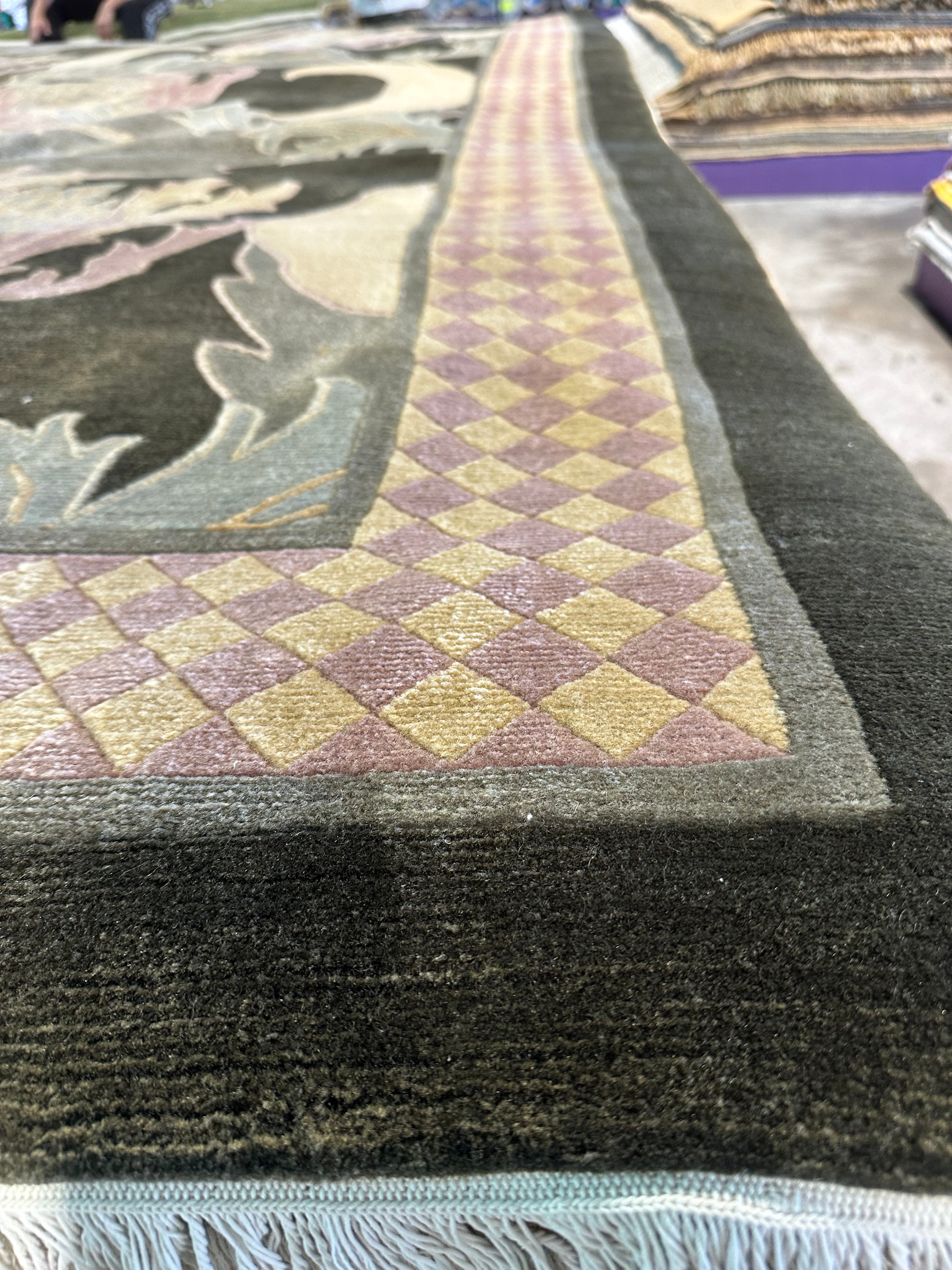 Chip Limehouse 8.8x11.7 Green Nepalese Rug - CLEARANCE 30% off