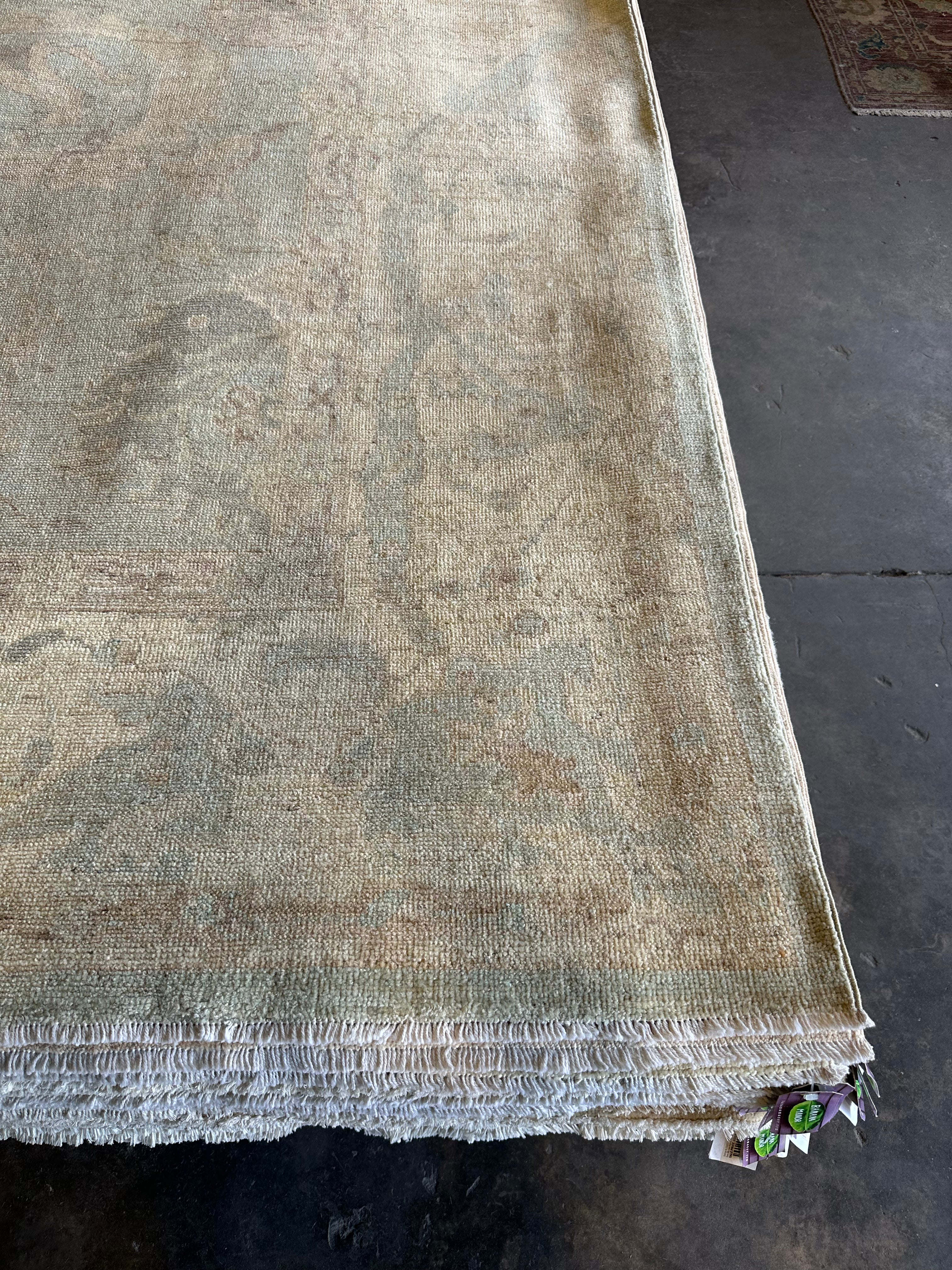 Alexandria DeBerry 9.4x12.3 Blue Whitewashed Afghani Oushak