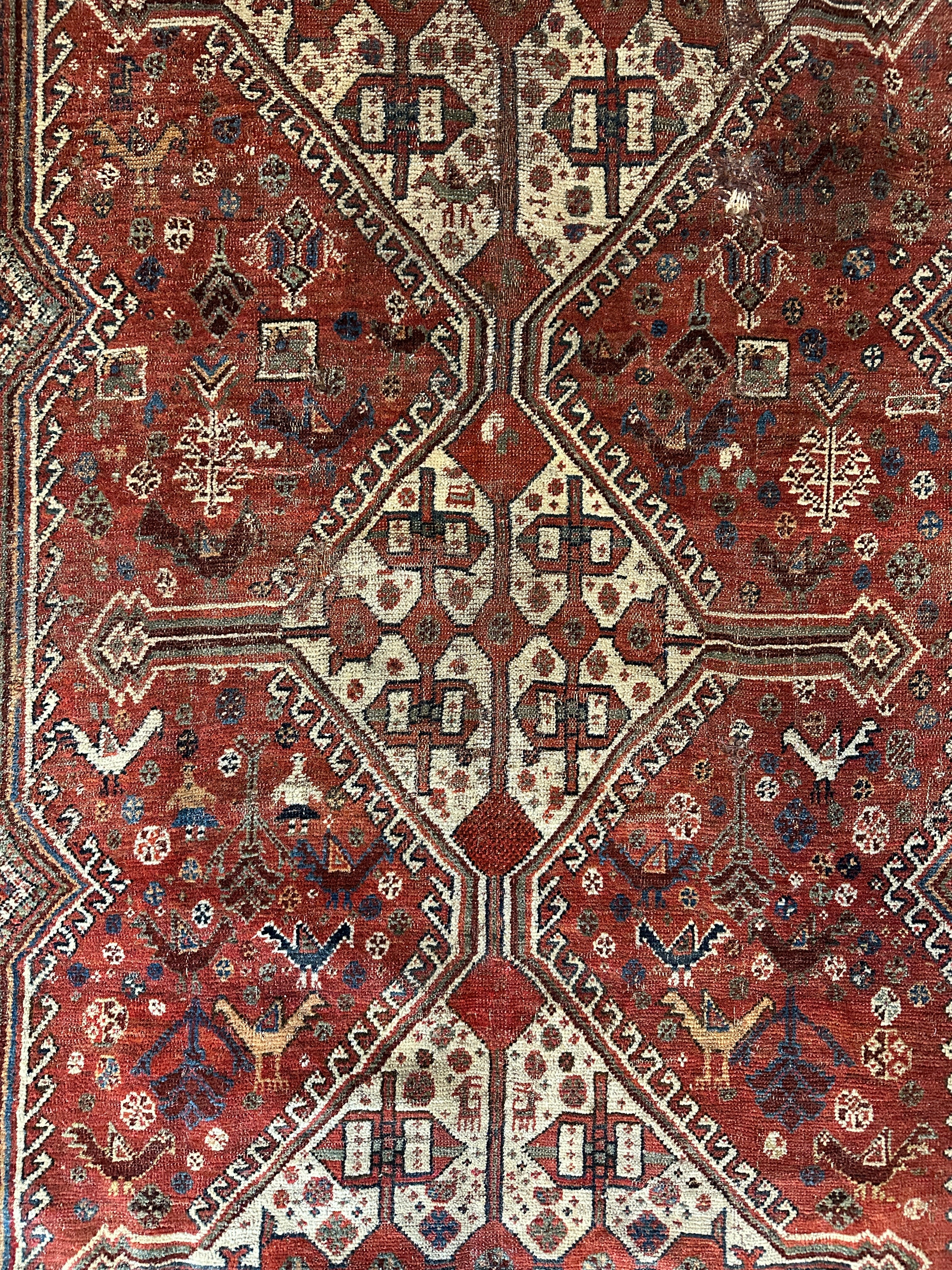 Antique SW Persian Tribal Khamseh Rug 5.2x8.11