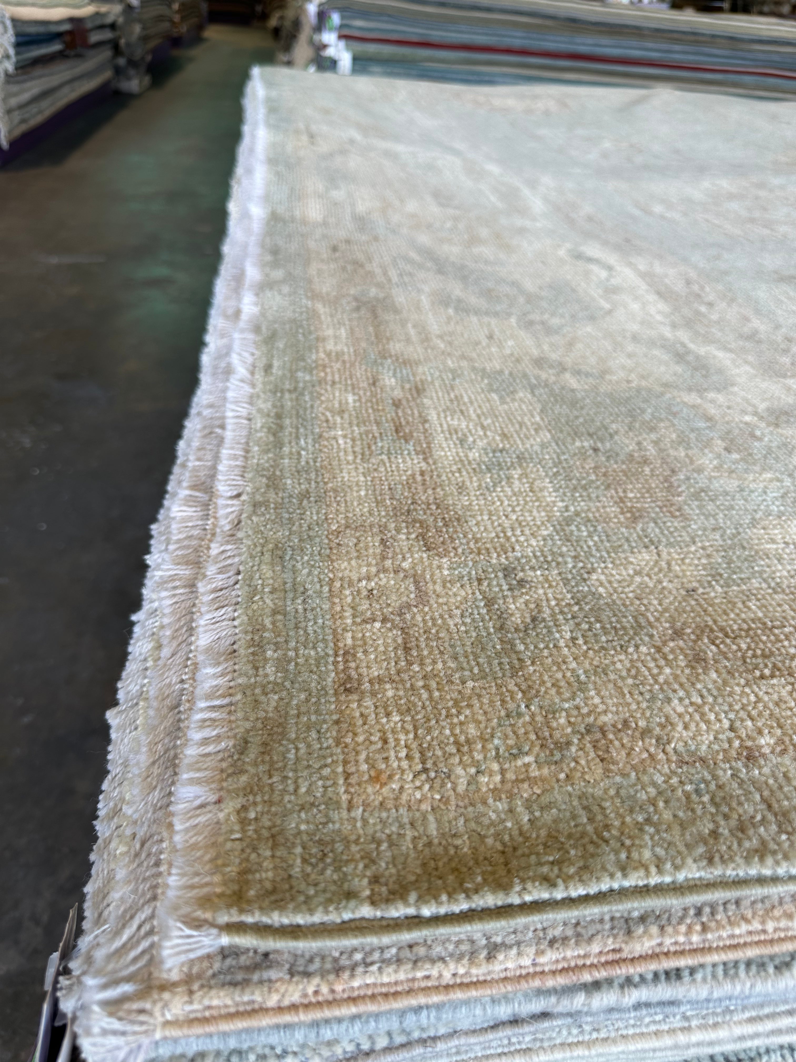 Alexandria DeBerry 9.4x12.3 Blue Whitewashed Afghani Oushak