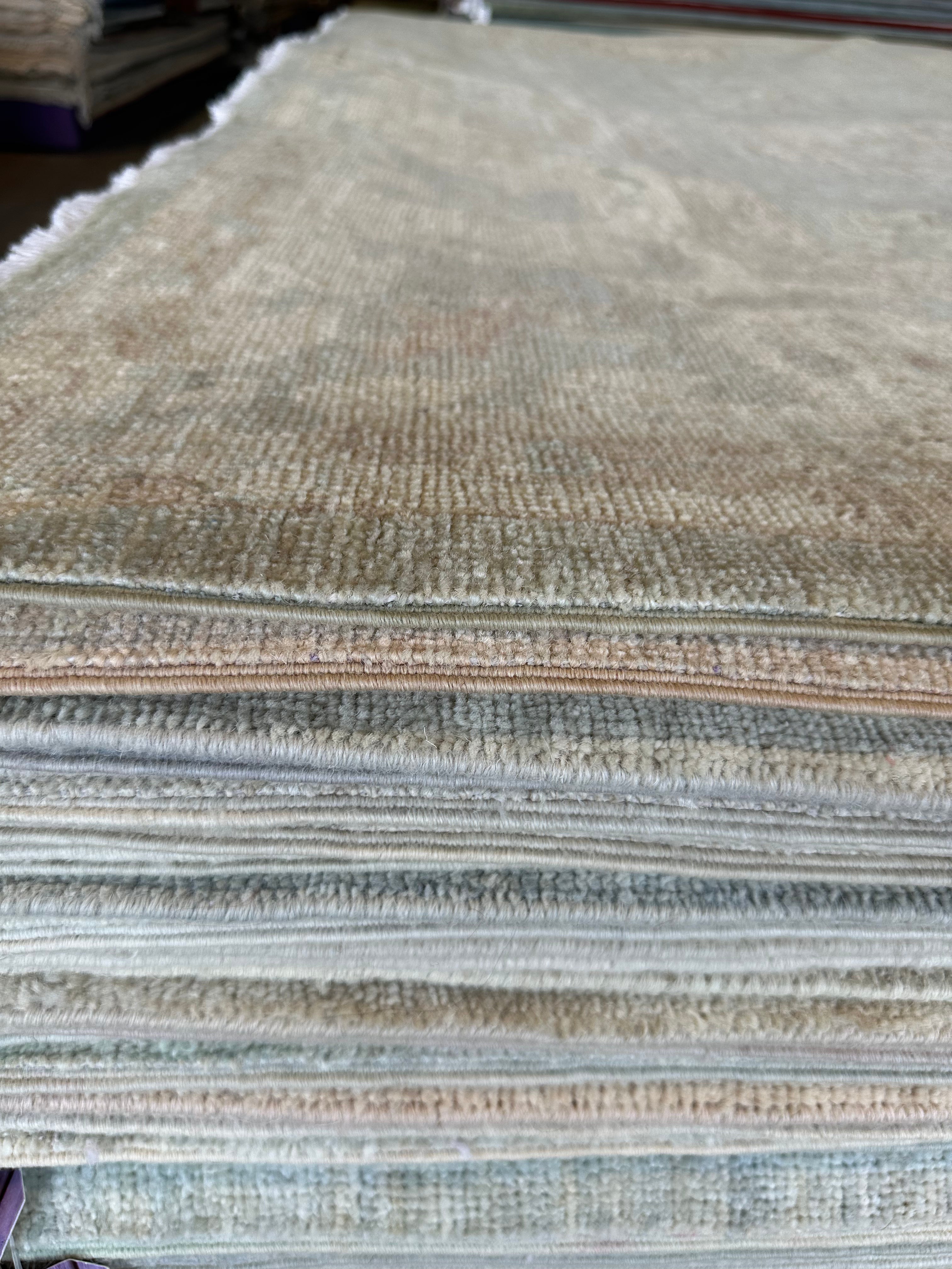 Alexandria DeBerry 9.4x12.3 Blue Whitewashed Afghani Oushak
