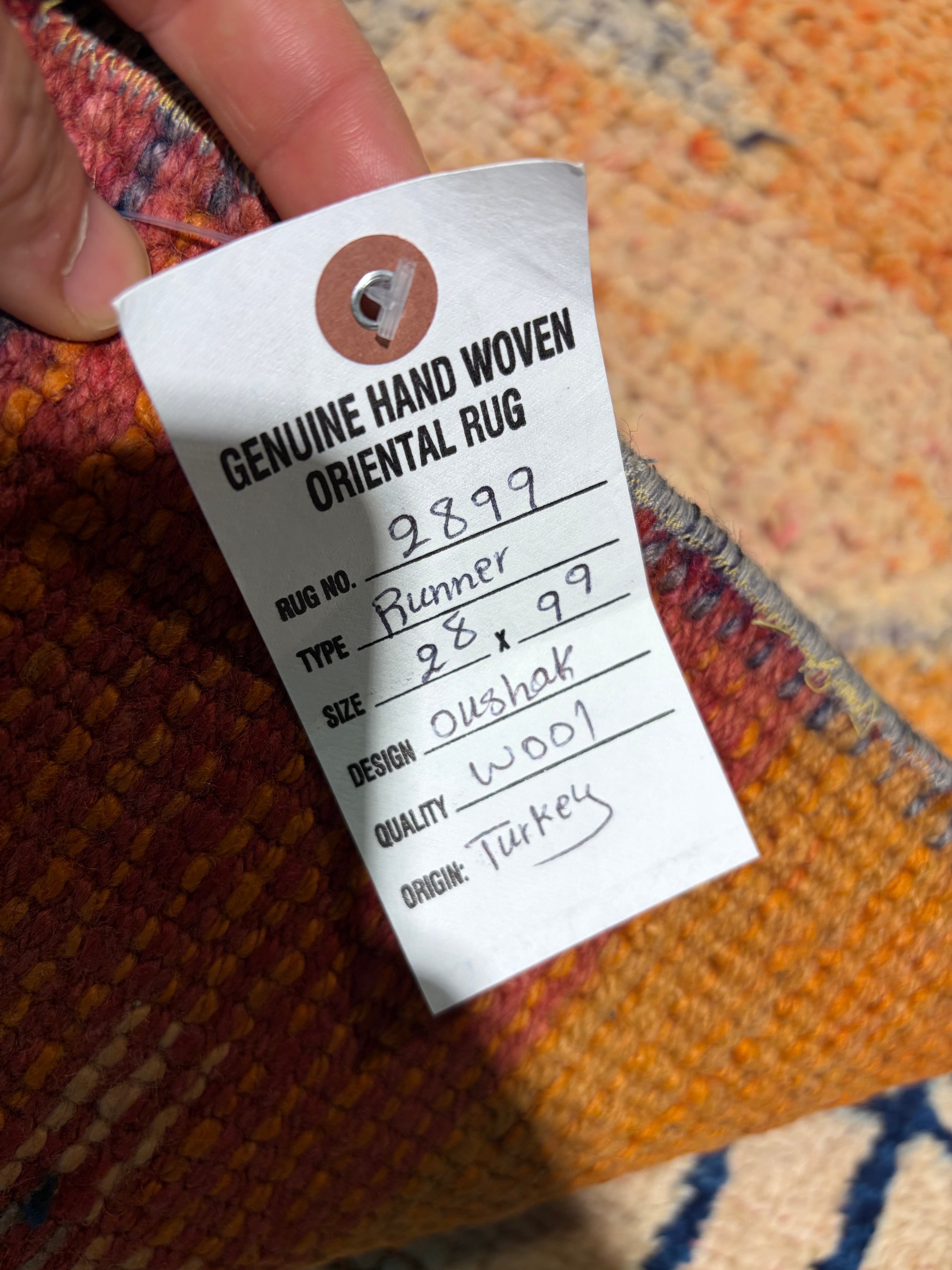 Angel Nugent 2.8x9.9 Orange Hand-Knotted Vintage Turkish Oushak Runner