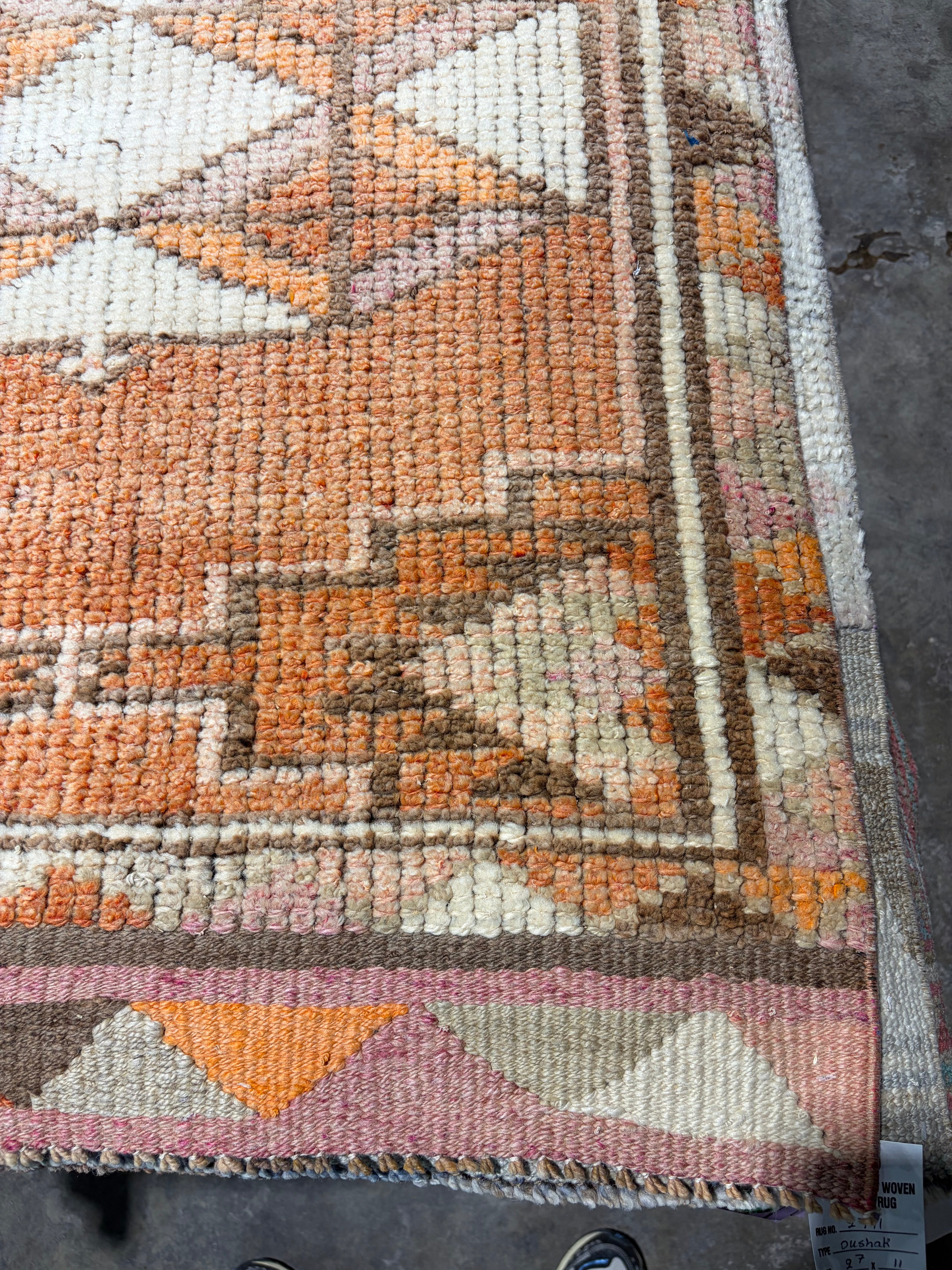 Rayen Gold 2.7x10 Orange Hand-Knotted Vintage Turkish Oushak