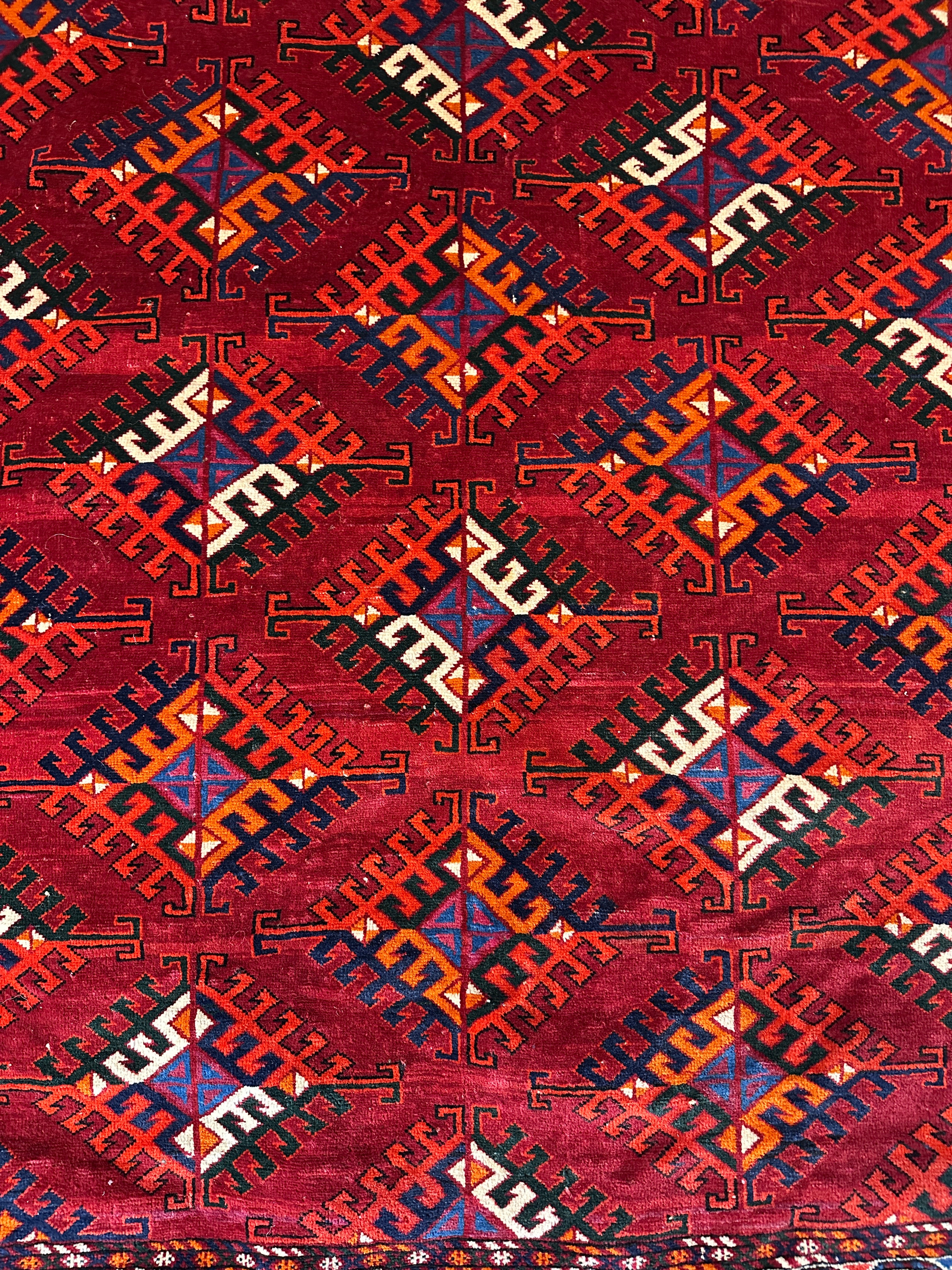 Antique Yomud Turkmen Tribal Tent Red Rug 4.3x6.1