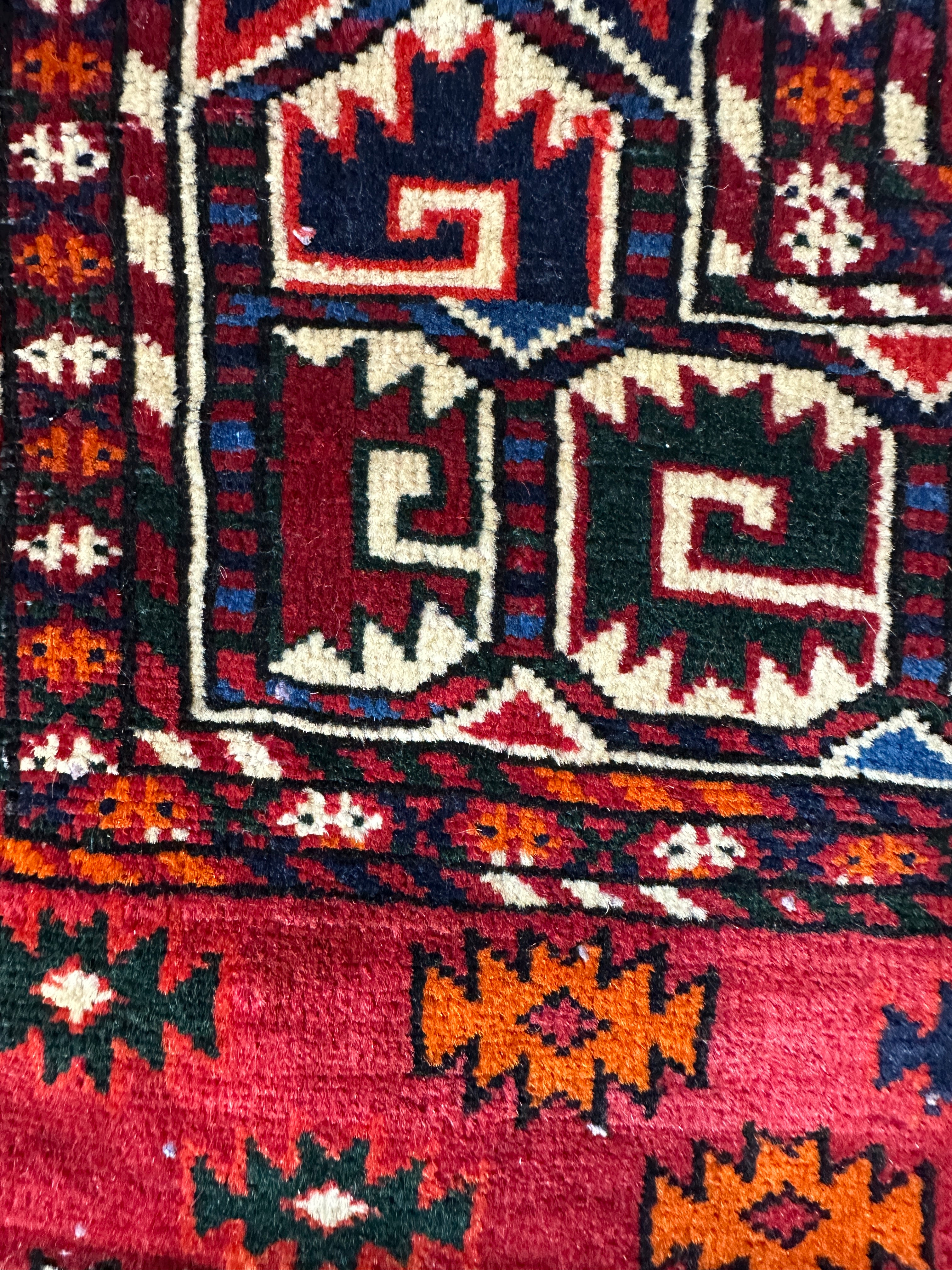 Antique Yomud Turkmen Tribal Tent Red Rug 4.3x6.1