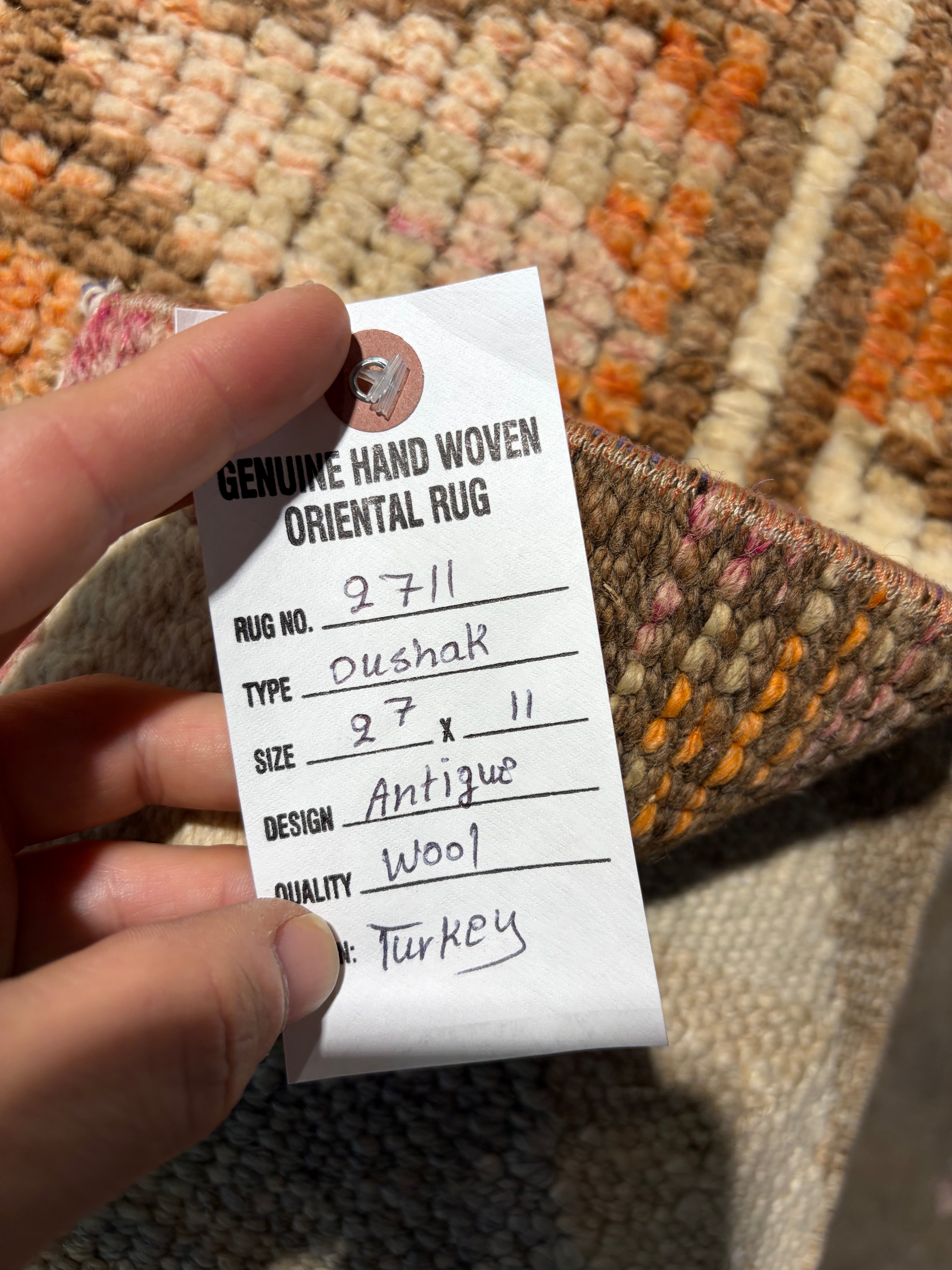 Rayen Gold 2.7x10 Orange Hand-Knotted Vintage Turkish Oushak