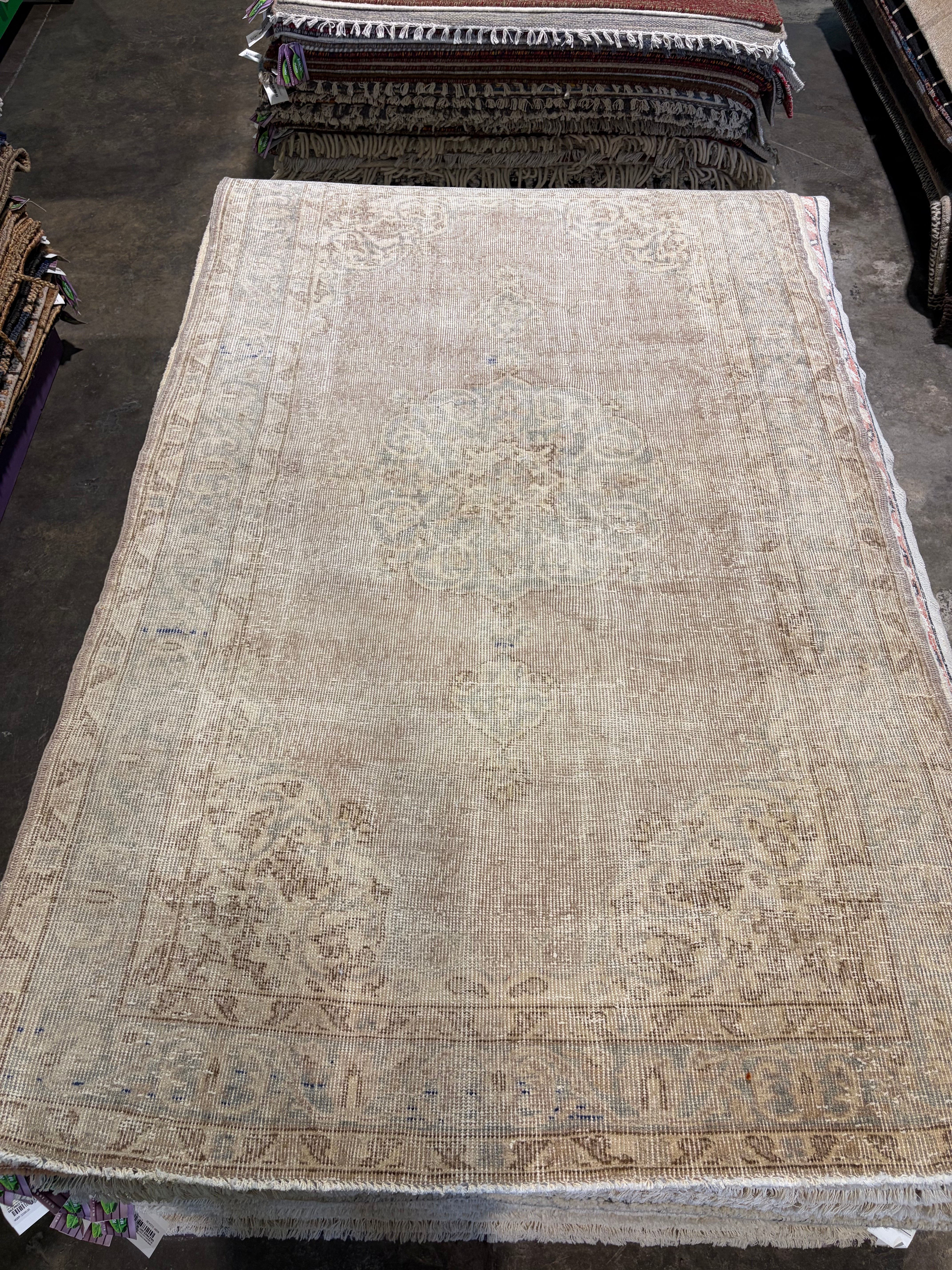 Summer Hightower 3.9x6.4 Light Brown  Hand-Knotted Vintage Turkish Oushak