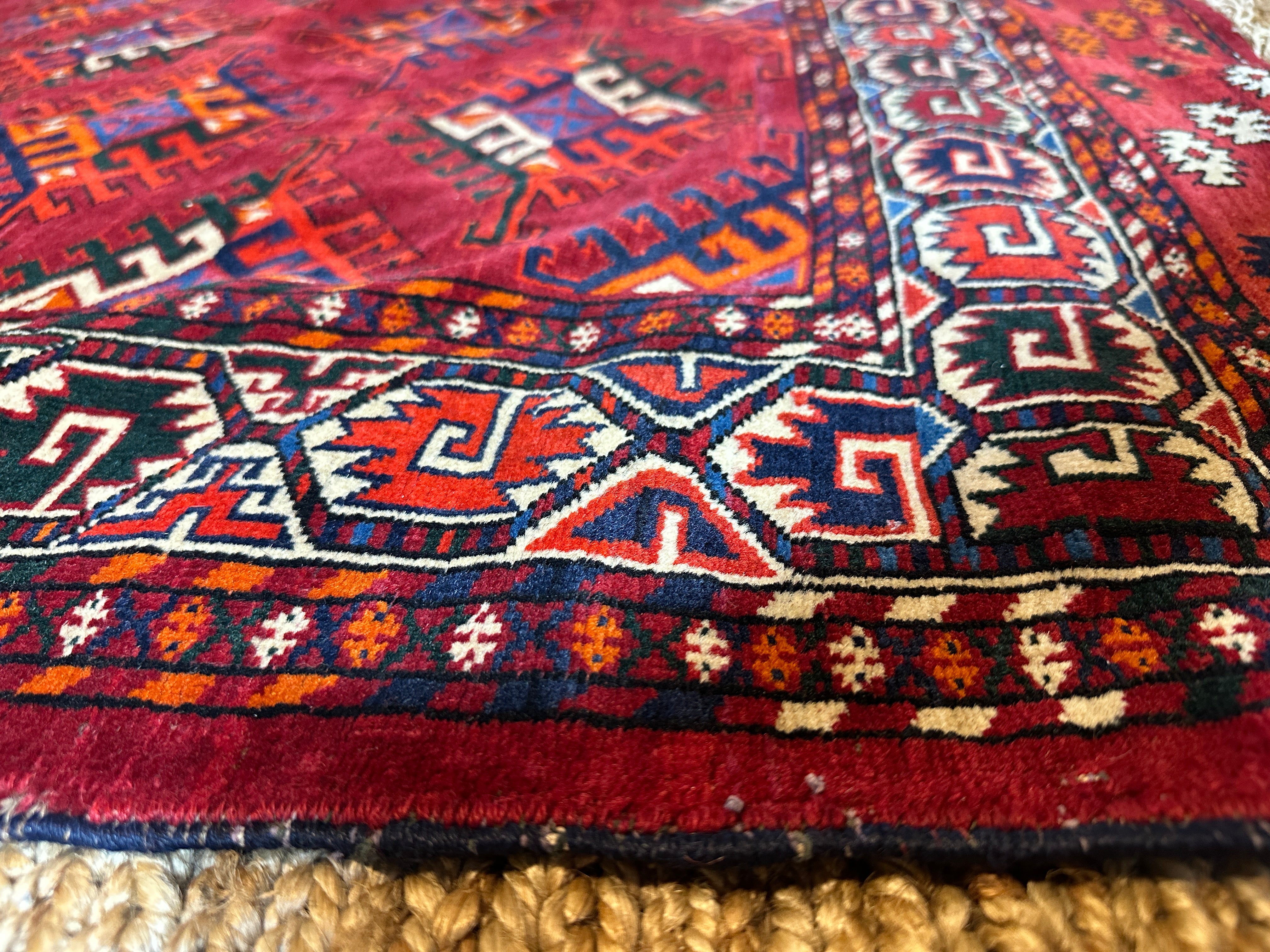 Antique Yomud Turkmen Tribal Tent Red Rug 4.3x6.1