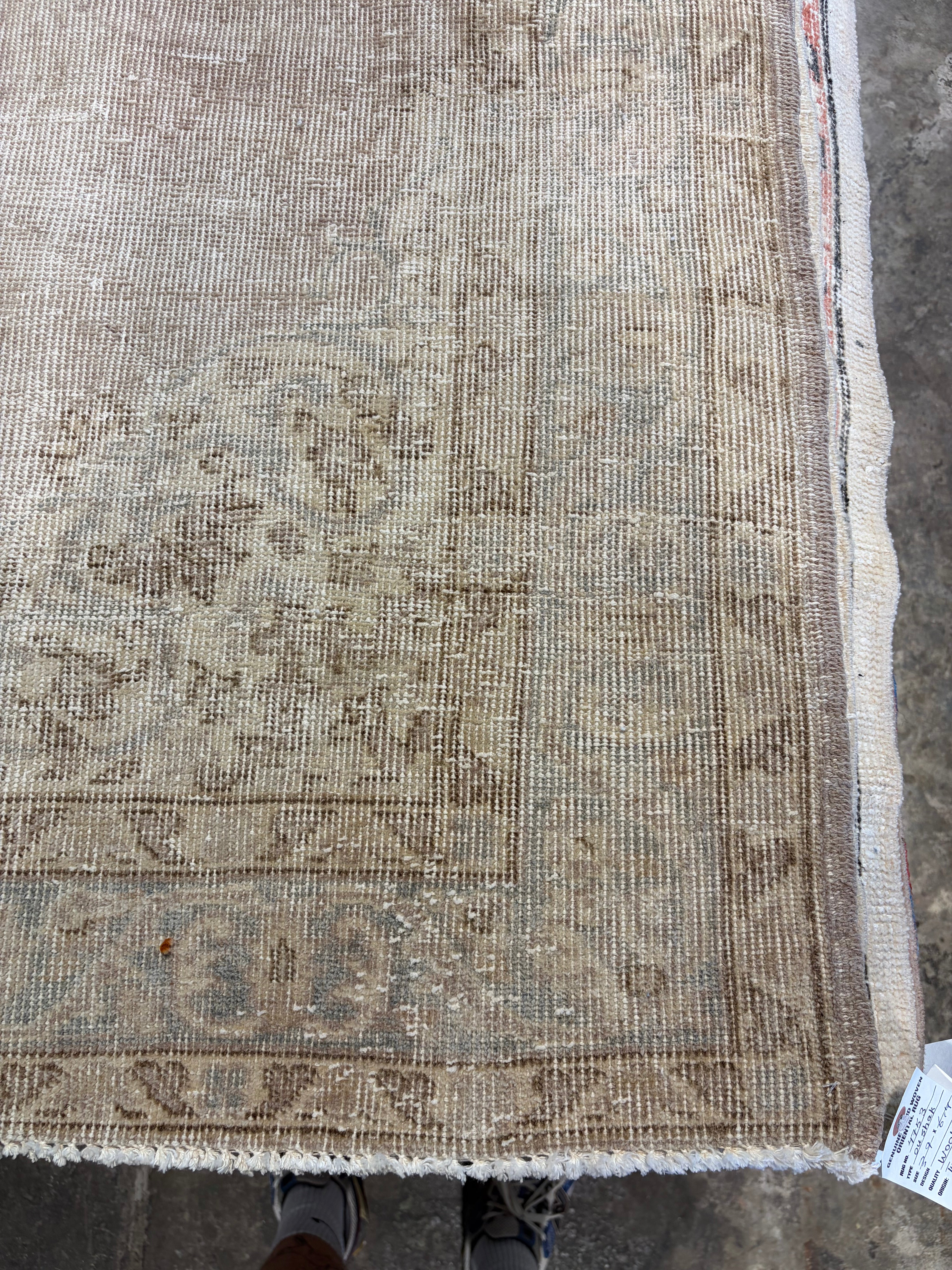 Summer Hightower 3.9x6.4 Light Brown  Hand-Knotted Vintage Turkish Oushak