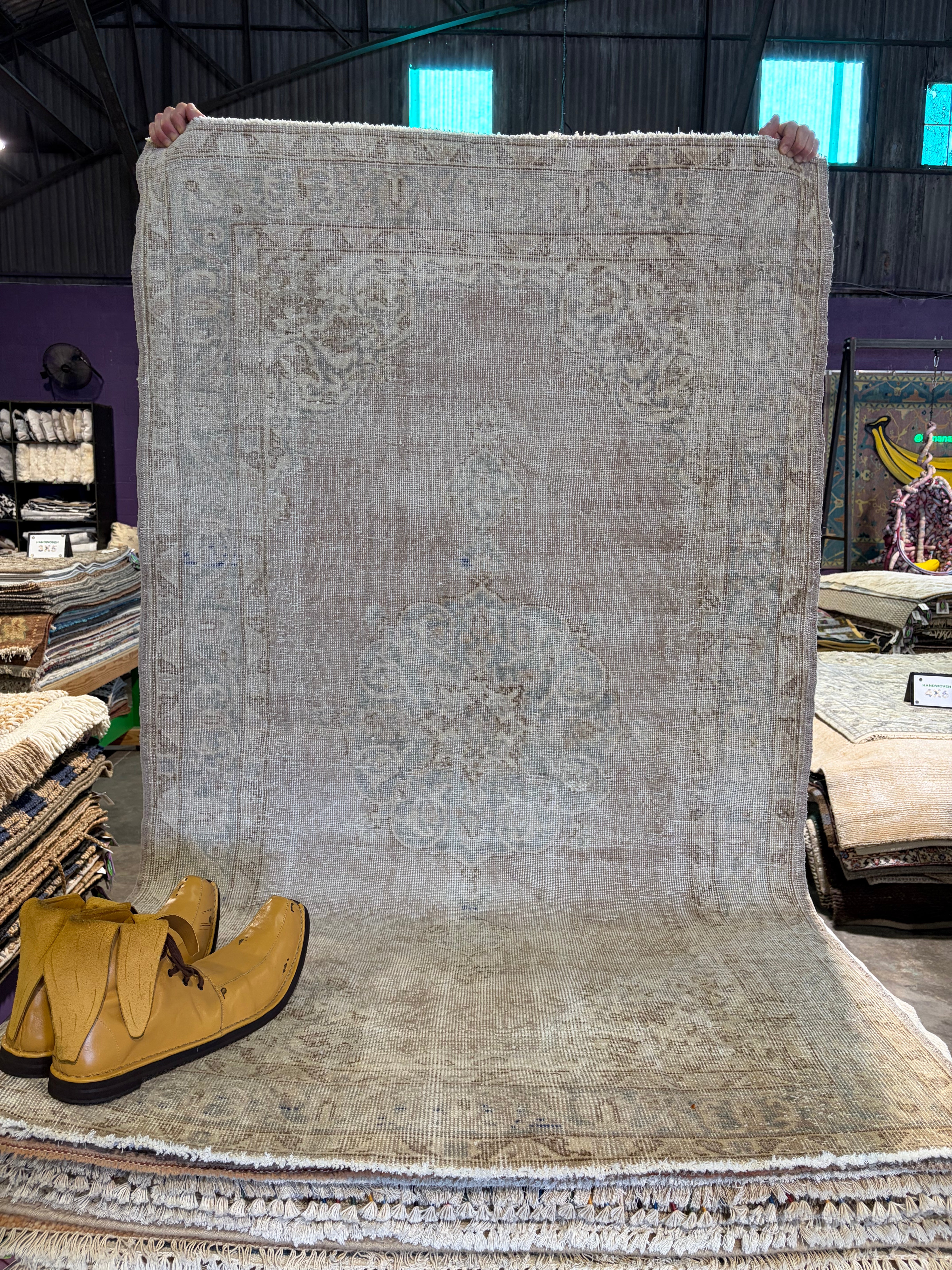 Summer Hightower 3.9x6.4 Light Brown  Hand-Knotted Vintage Turkish Oushak