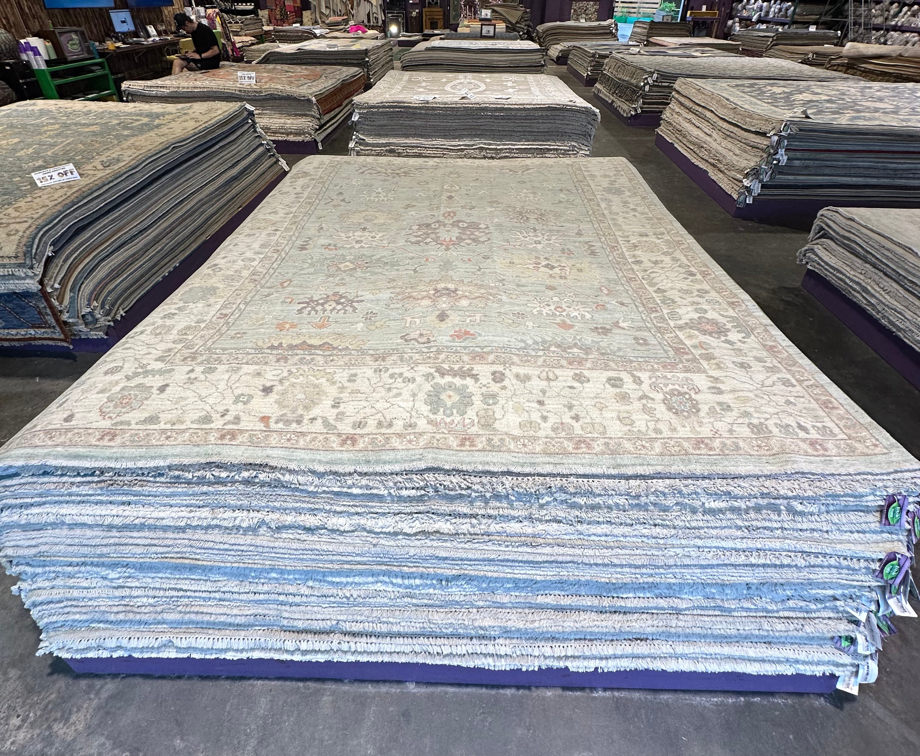 Callie 8.3x10 Blue Whitewashed Afghani Oushak