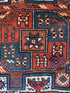 Antique Handwoven by Quchan Kurdish Blue and Red Rug 4.8x9.6