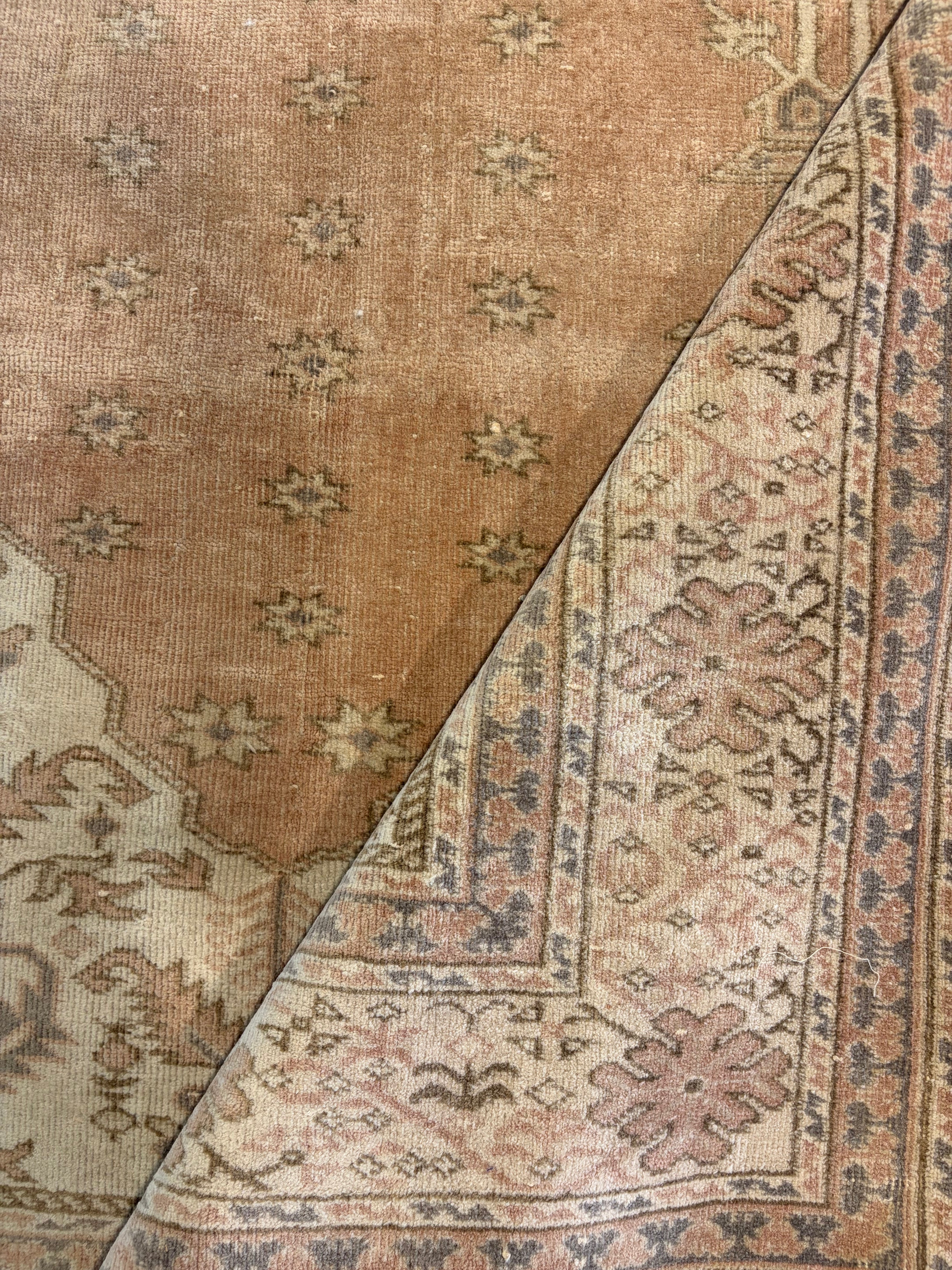 Alexandra Pace 5.2x7.6 Pink Hand-Knotted Vintage Turkish Oushak