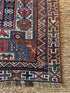 Antique Handwoven by Quchan Kurdish Blue and Red Rug 4.8x9.6