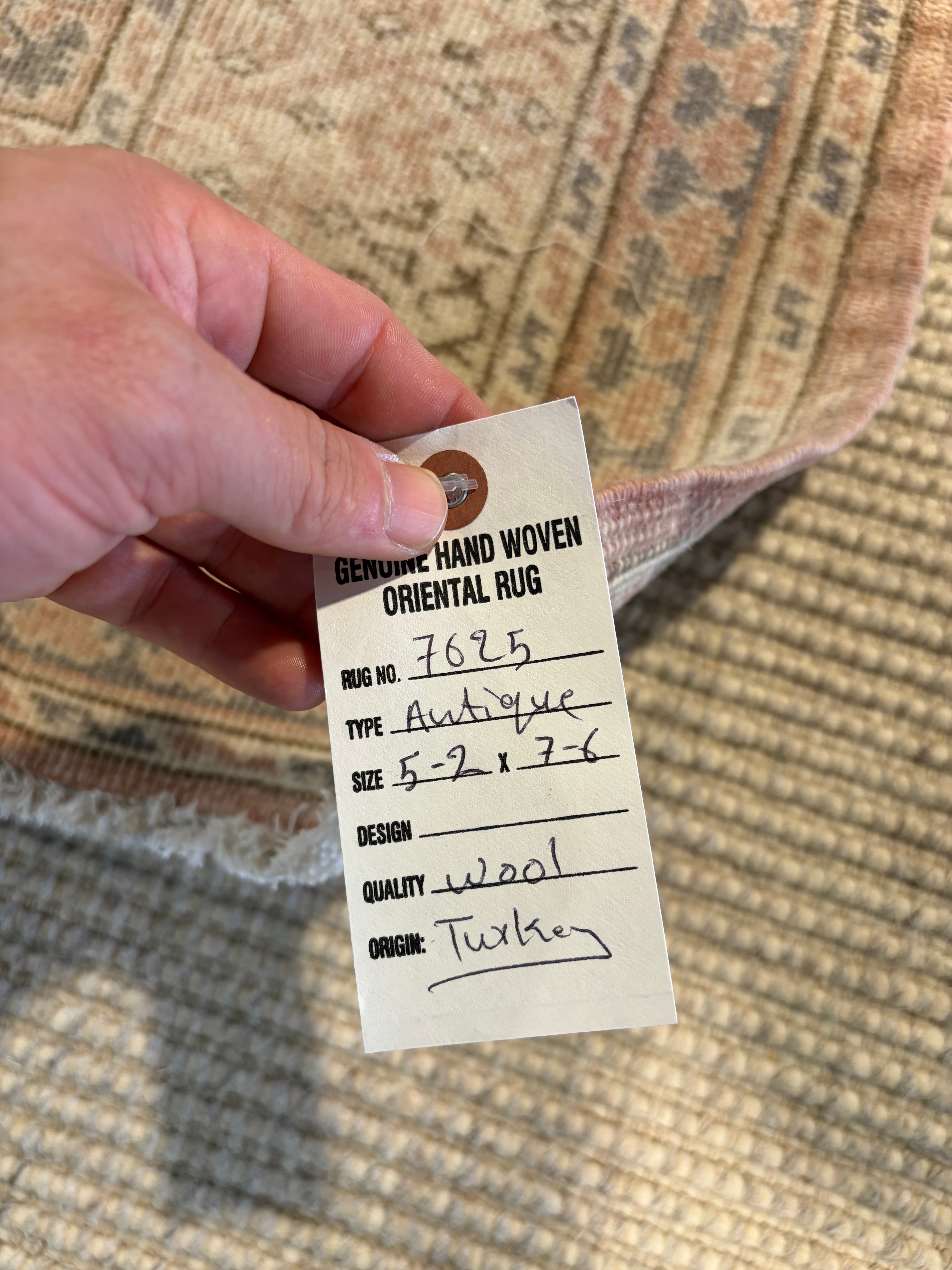 Alexandra Pace 5.2x7.6 Pink Hand-Knotted Vintage Turkish Oushak