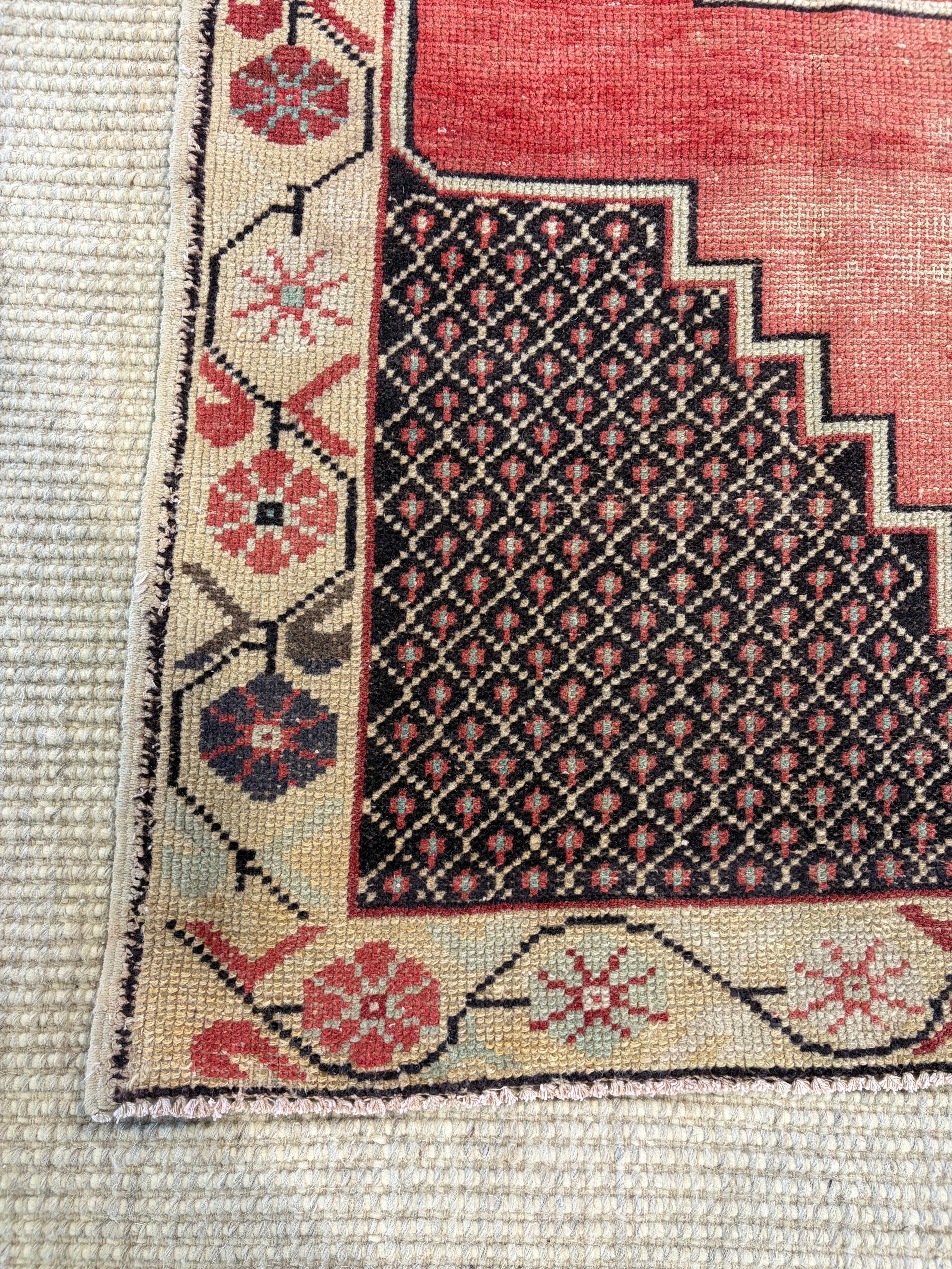 Tori Beth 4.2x7.9 Red Hand-Knotted Vintage Turkish Oushak