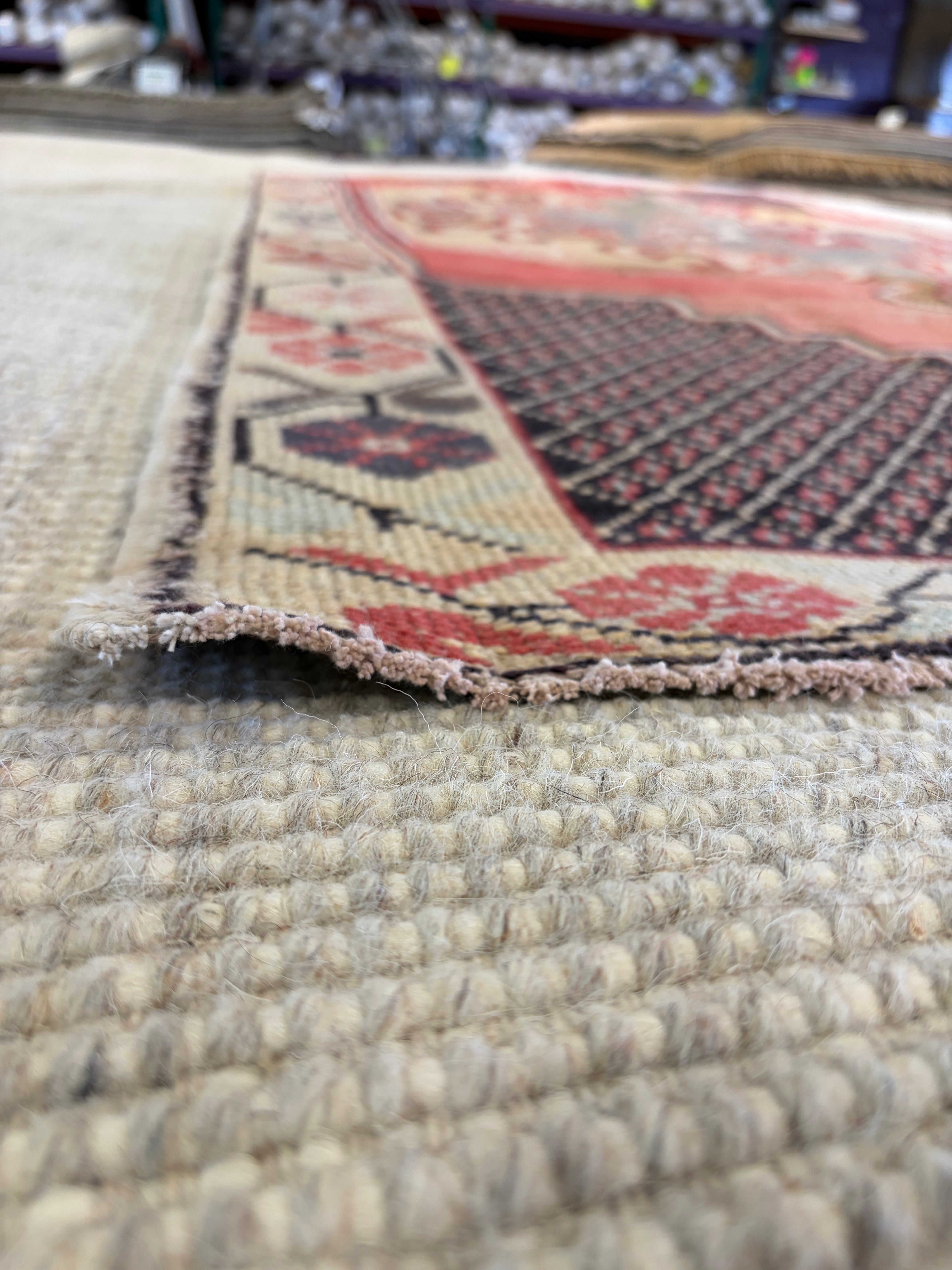 Tori Beth 4.2x7.9 Red Hand-Knotted Vintage Turkish Oushak