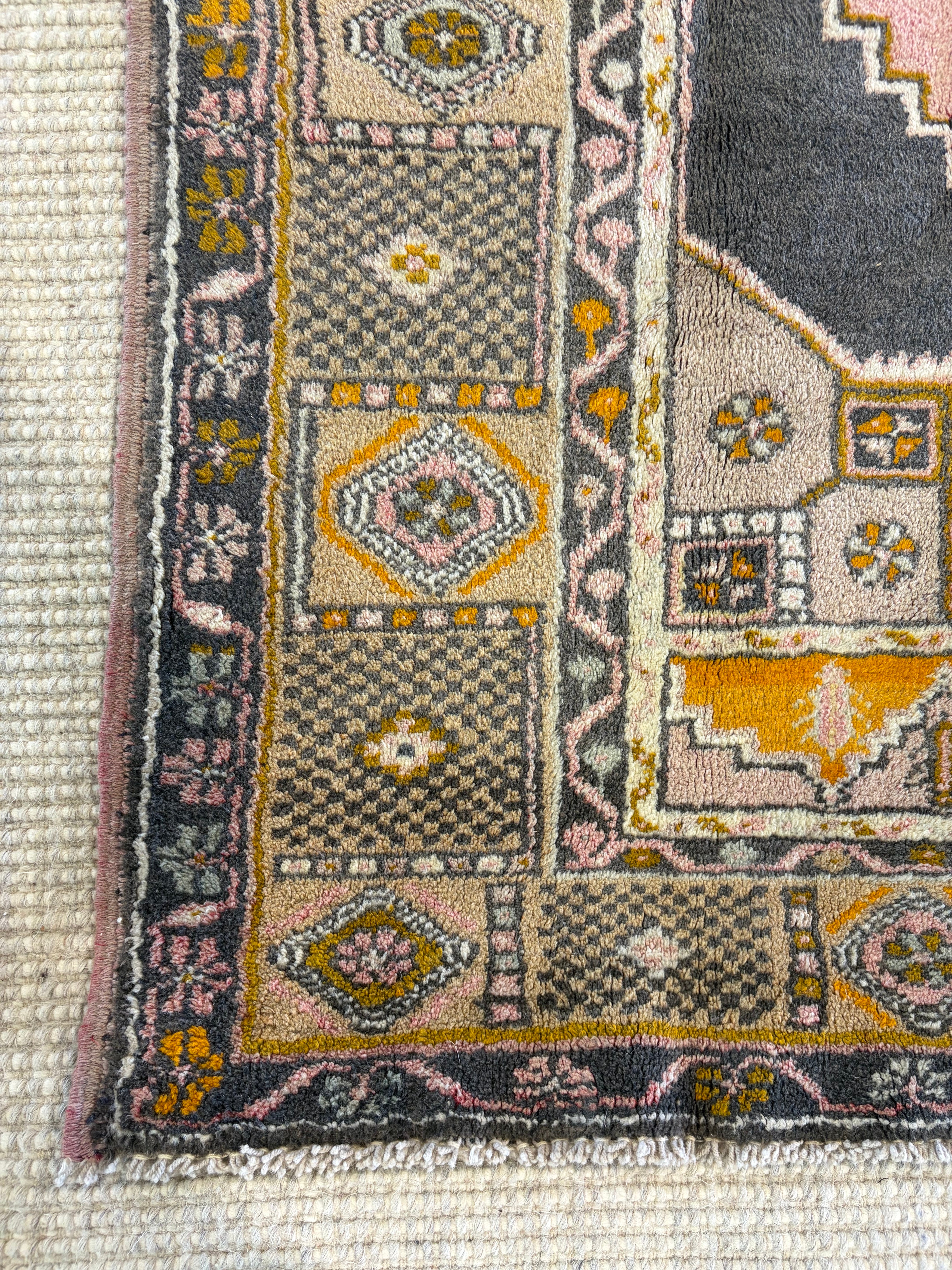Callie Crain 4.8x8 Pink Hand-Knotted Vintage Turkish Oushak