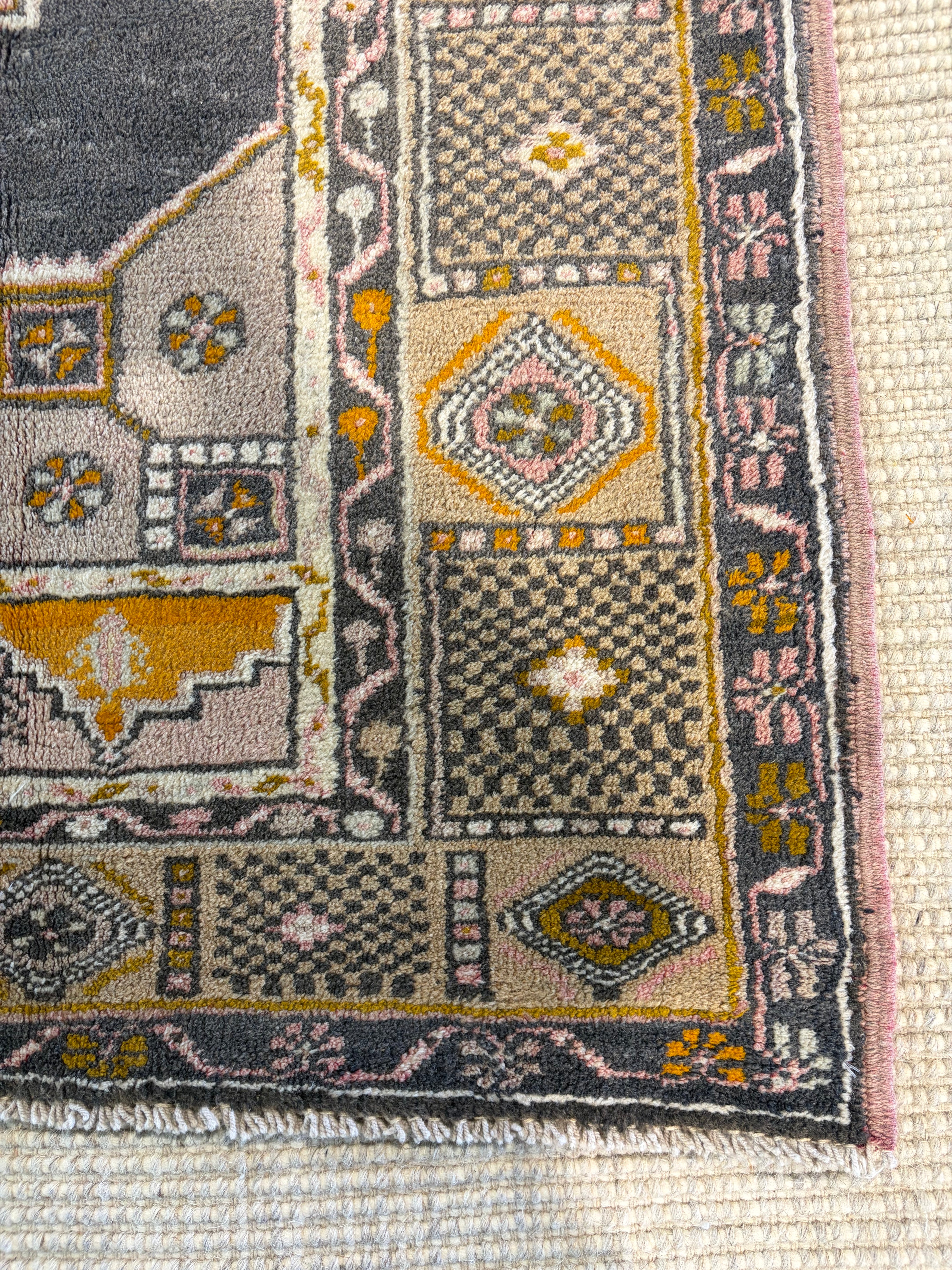 Callie Crain 4.8x8 Pink Hand-Knotted Vintage Turkish Oushak
