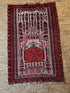 Antique Asian Kizil Ayak Turkmen Prayer Rug 3x4.8