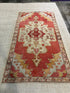 Kailynn Holmes 4.2x7.8 Red and Orange Hand-Knotted Vintage Turkish Oushak