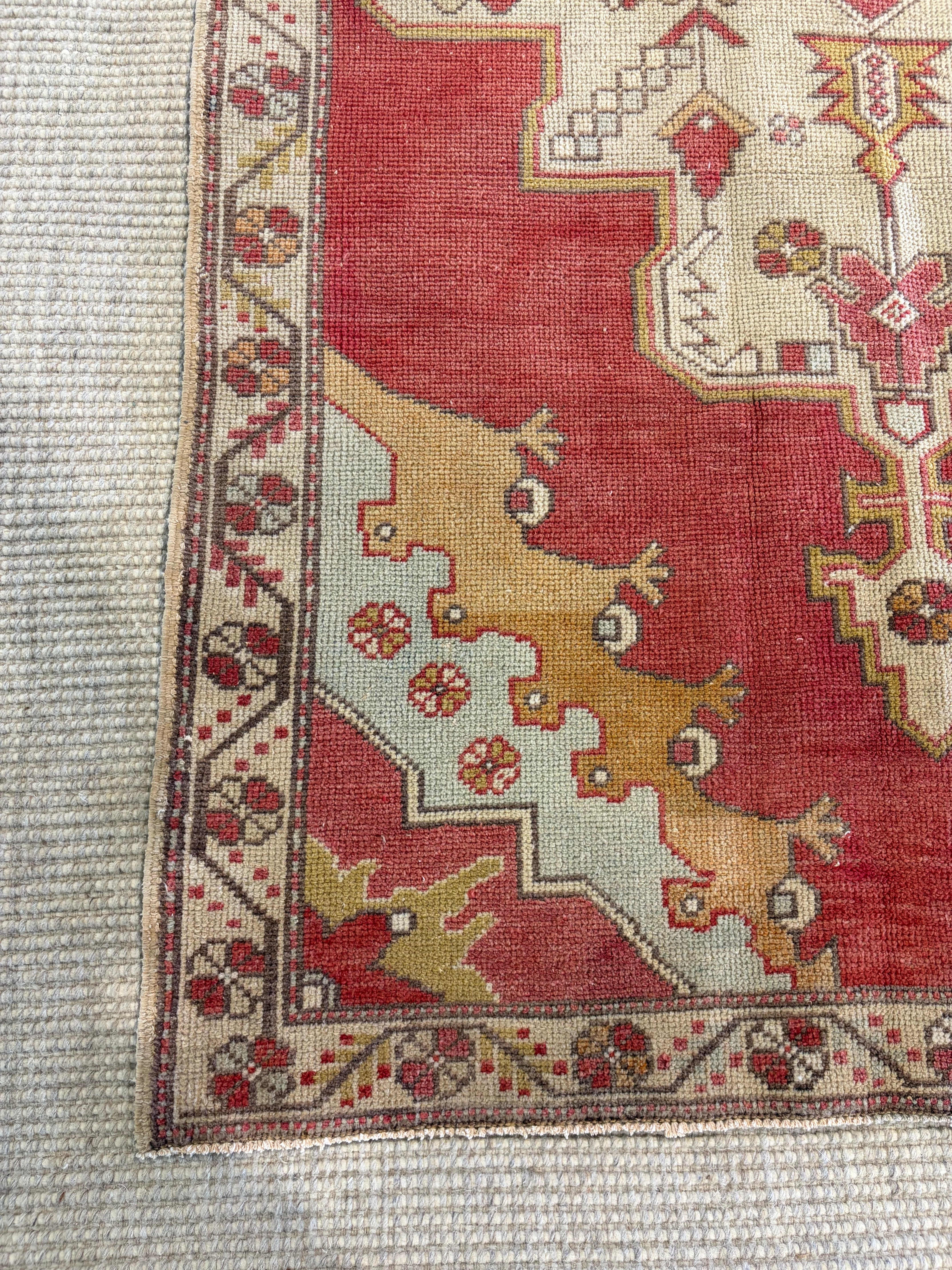 Kailynn Holmes 4.2x7.8 Red and Orange Hand-Knotted Vintage Turkish Oushak