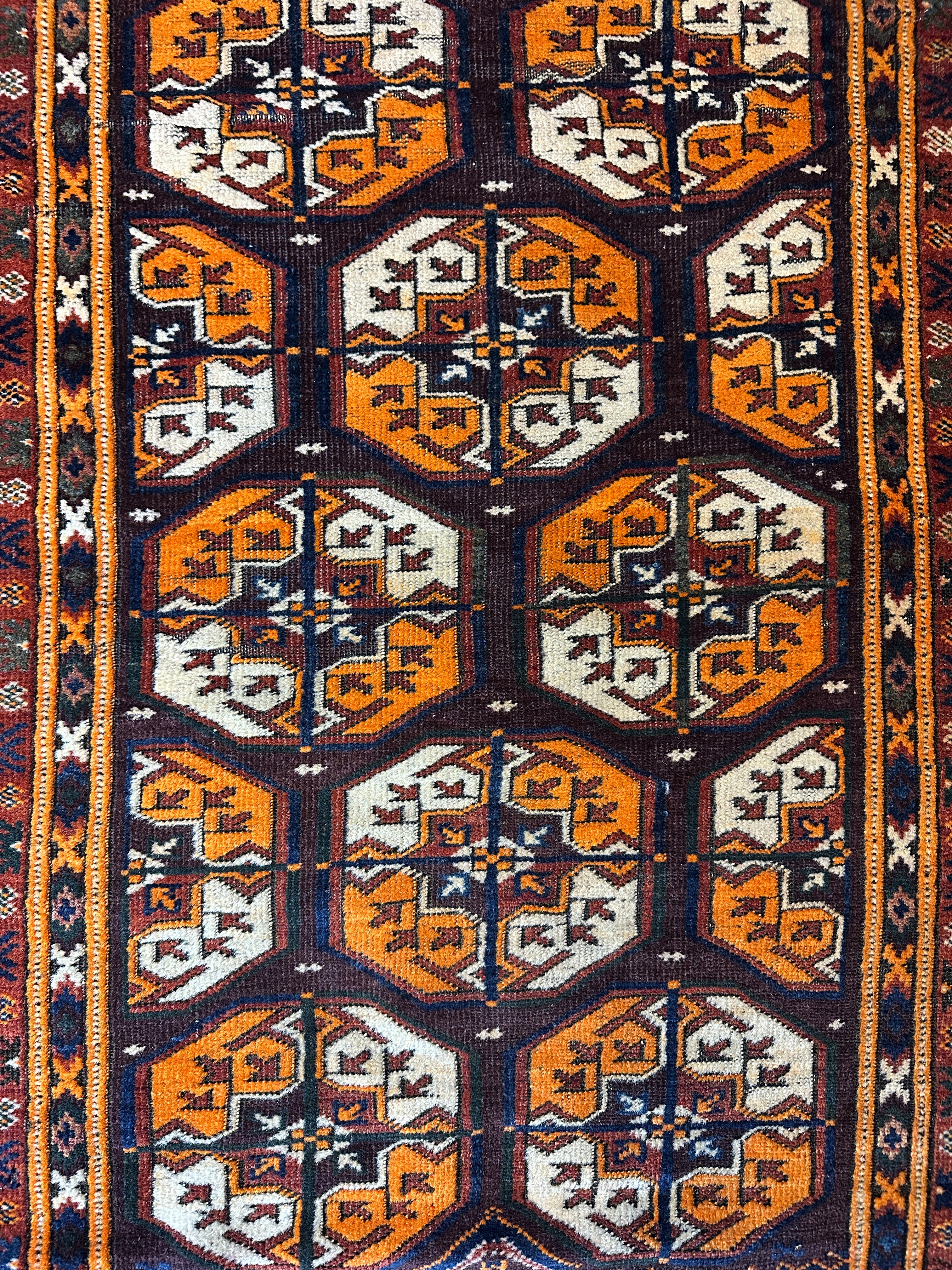 Antique Balouch Orange Tribal Prayer Rug 2.9x4.7