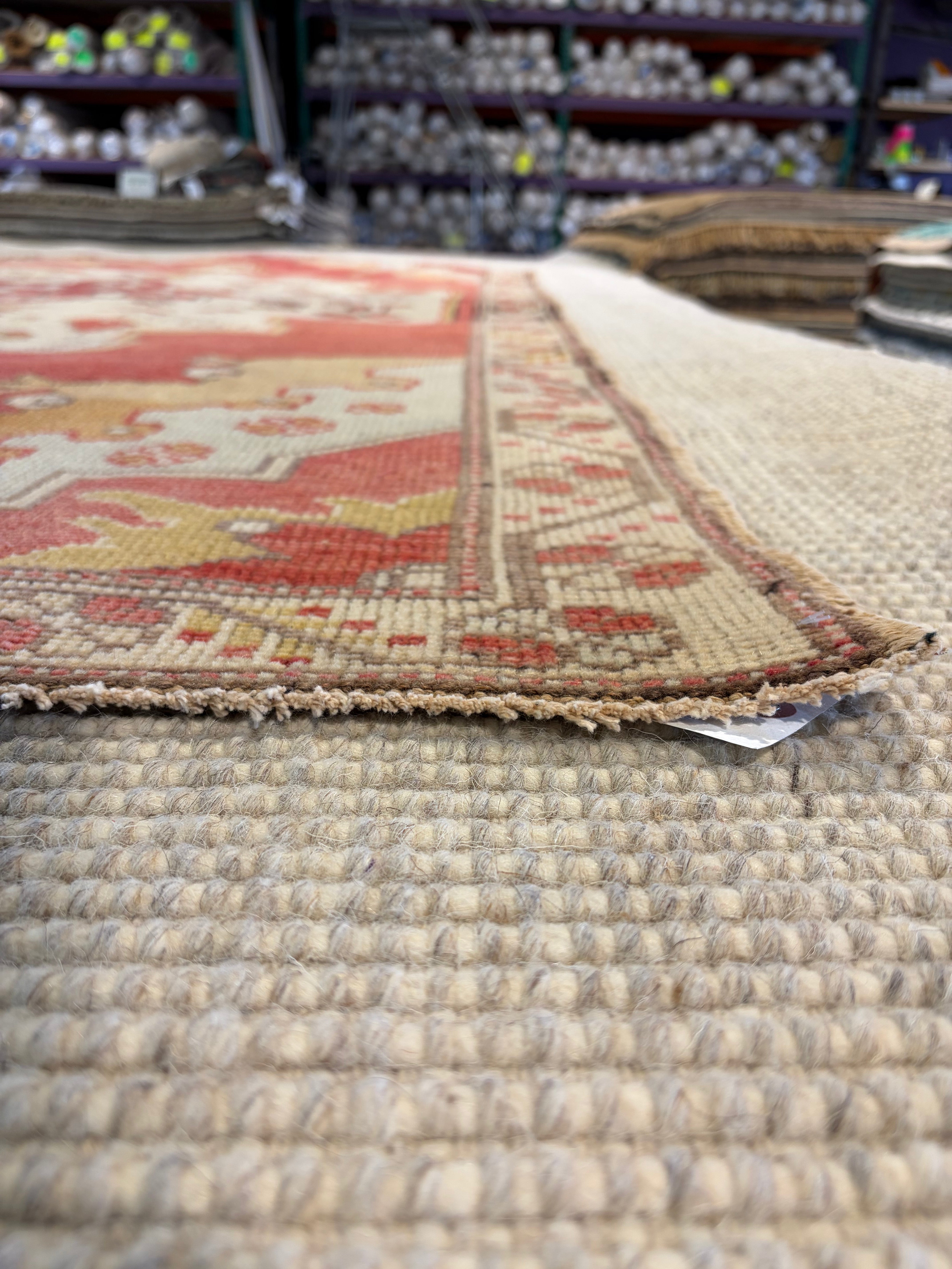 Kailynn Holmes 4.2x7.8 Red and Orange Hand-Knotted Vintage Turkish Oushak