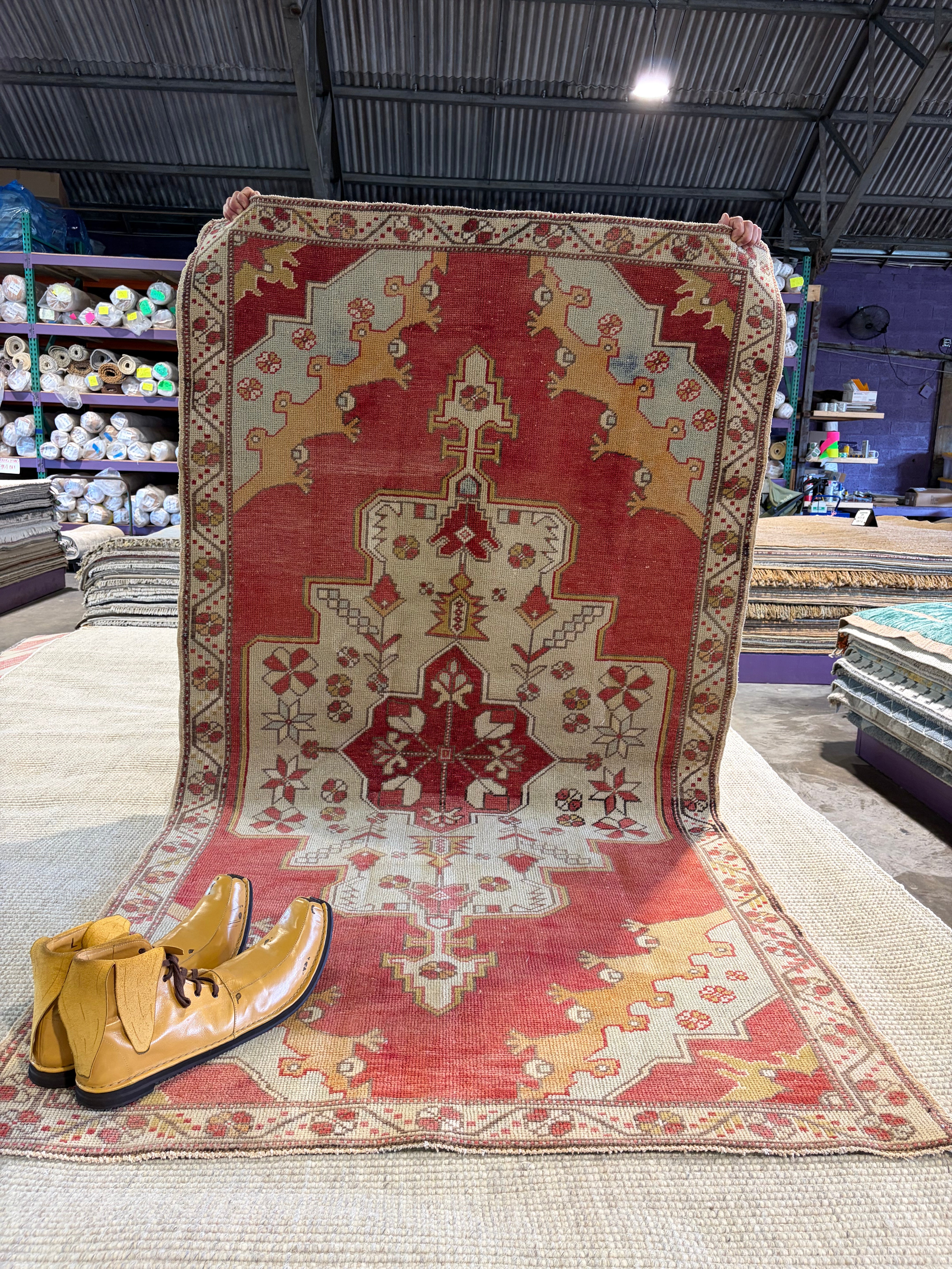 Kailynn Holmes 4.2x7.8 Red and Orange Hand-Knotted Turkish