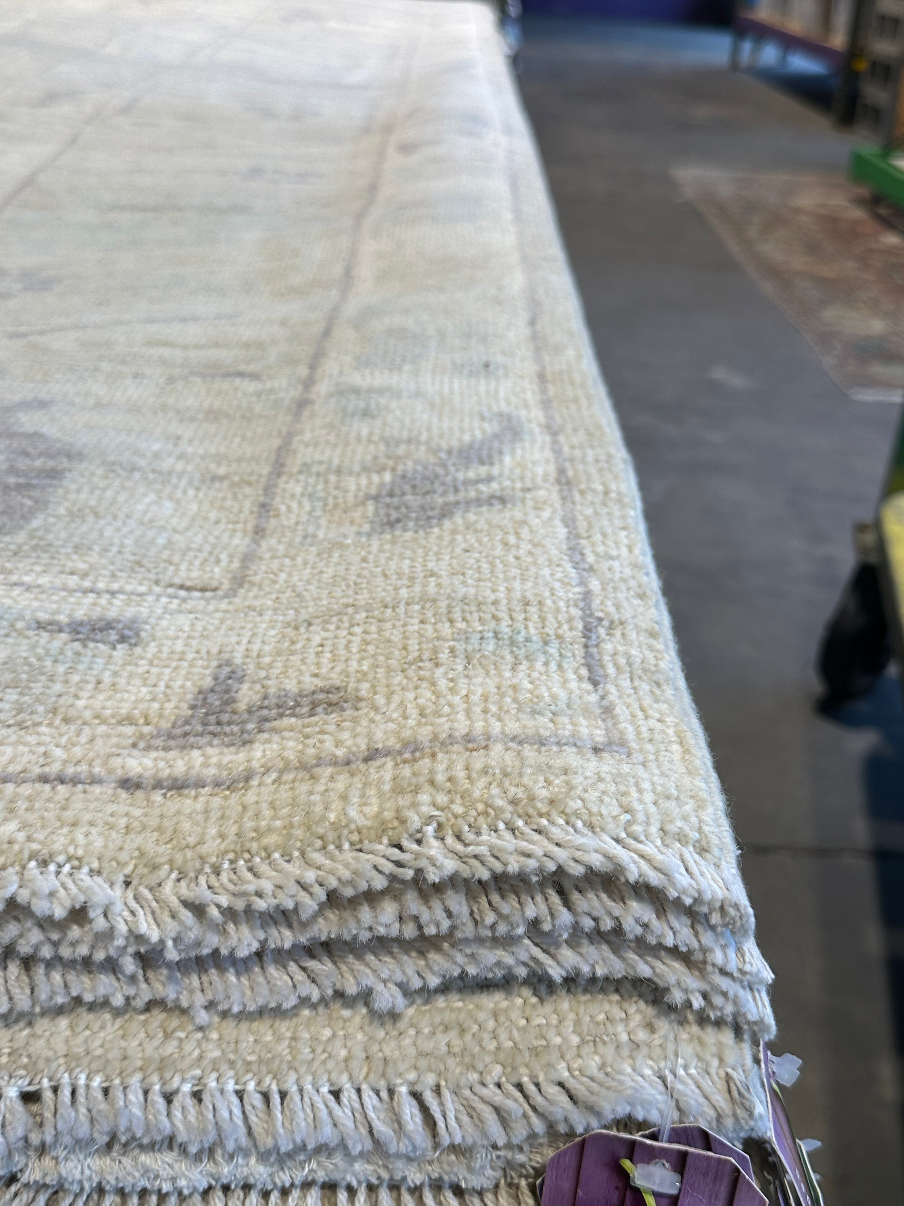 Abigail Rhyne 9x11.7 Light Green Whitewashed Afghani Oushak
