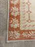 Sarah Dyson 4.4x6.8 Ivory and Orange Hand-Knotted Vintage Turkish Oushak