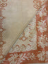 Sarah Dyson 4.4x6.8 Ivory and Orange Hand-Knotted Vintage Turkish Oushak