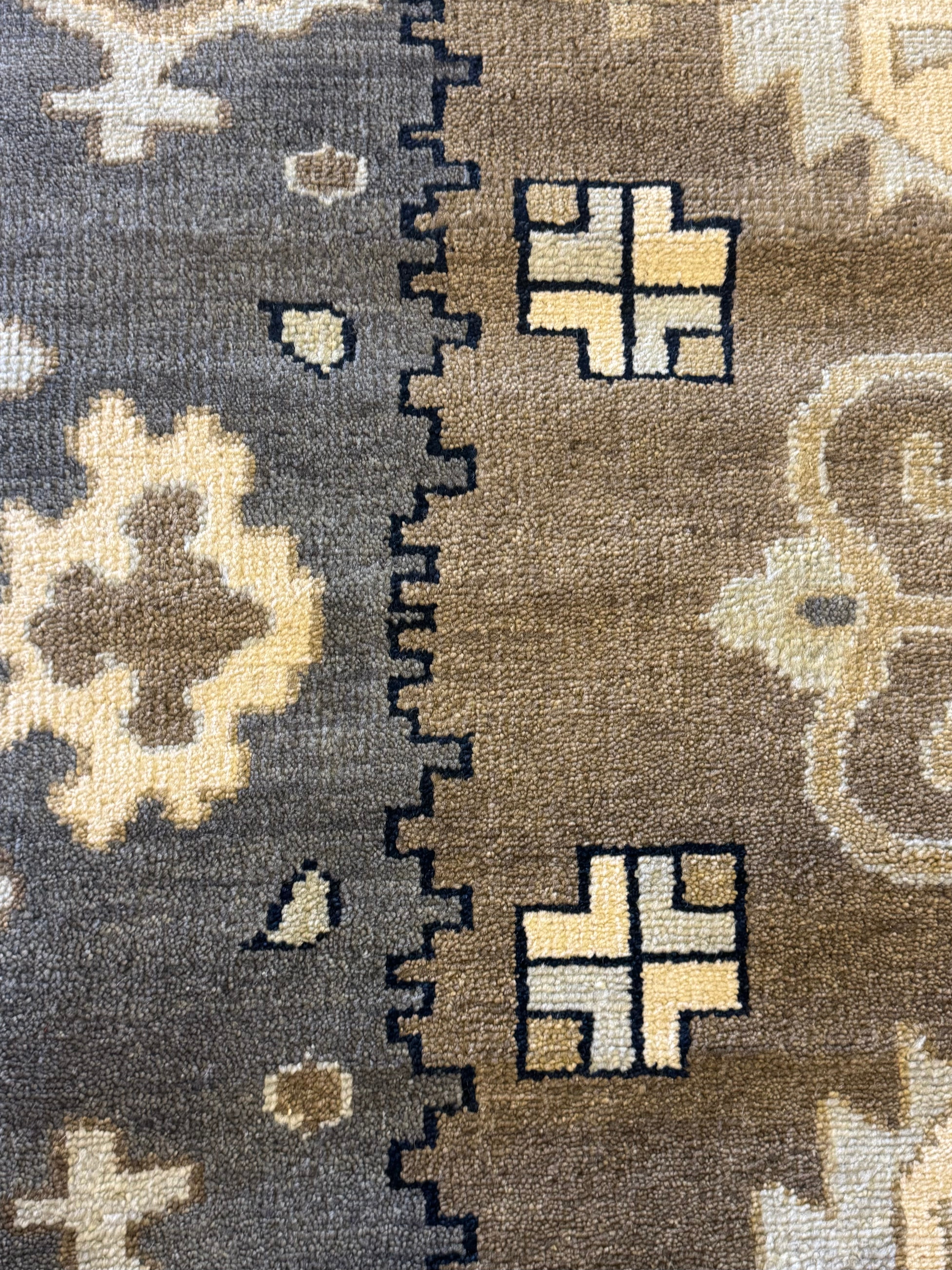 Tatyana Arntgolts 9x11.9 Hand-Knotted Oushak Rug Brown and Dark Grey