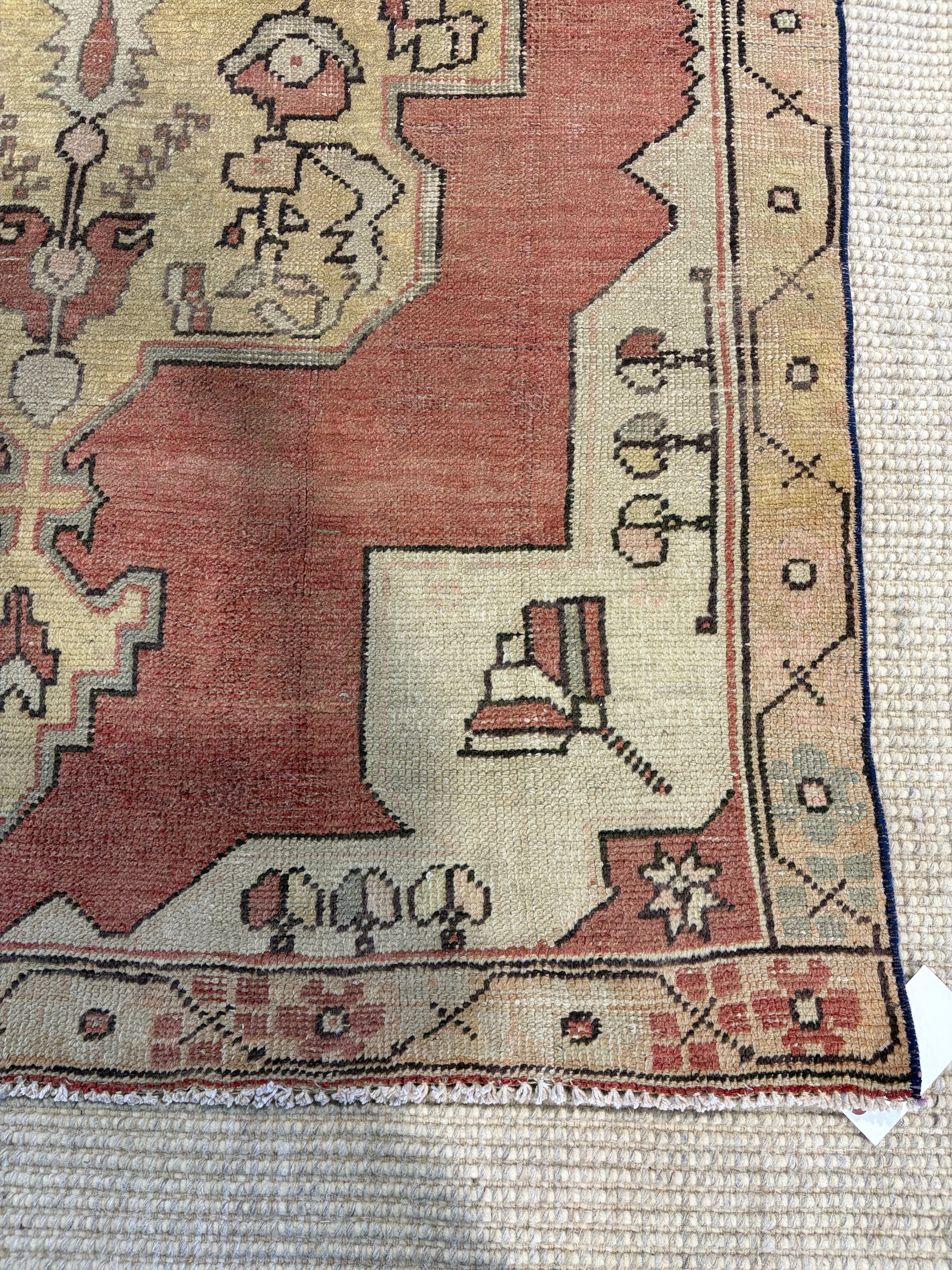 Ann Martin 3.11x7.9 Red Hand-Knotted Vintage Turkish Oushak