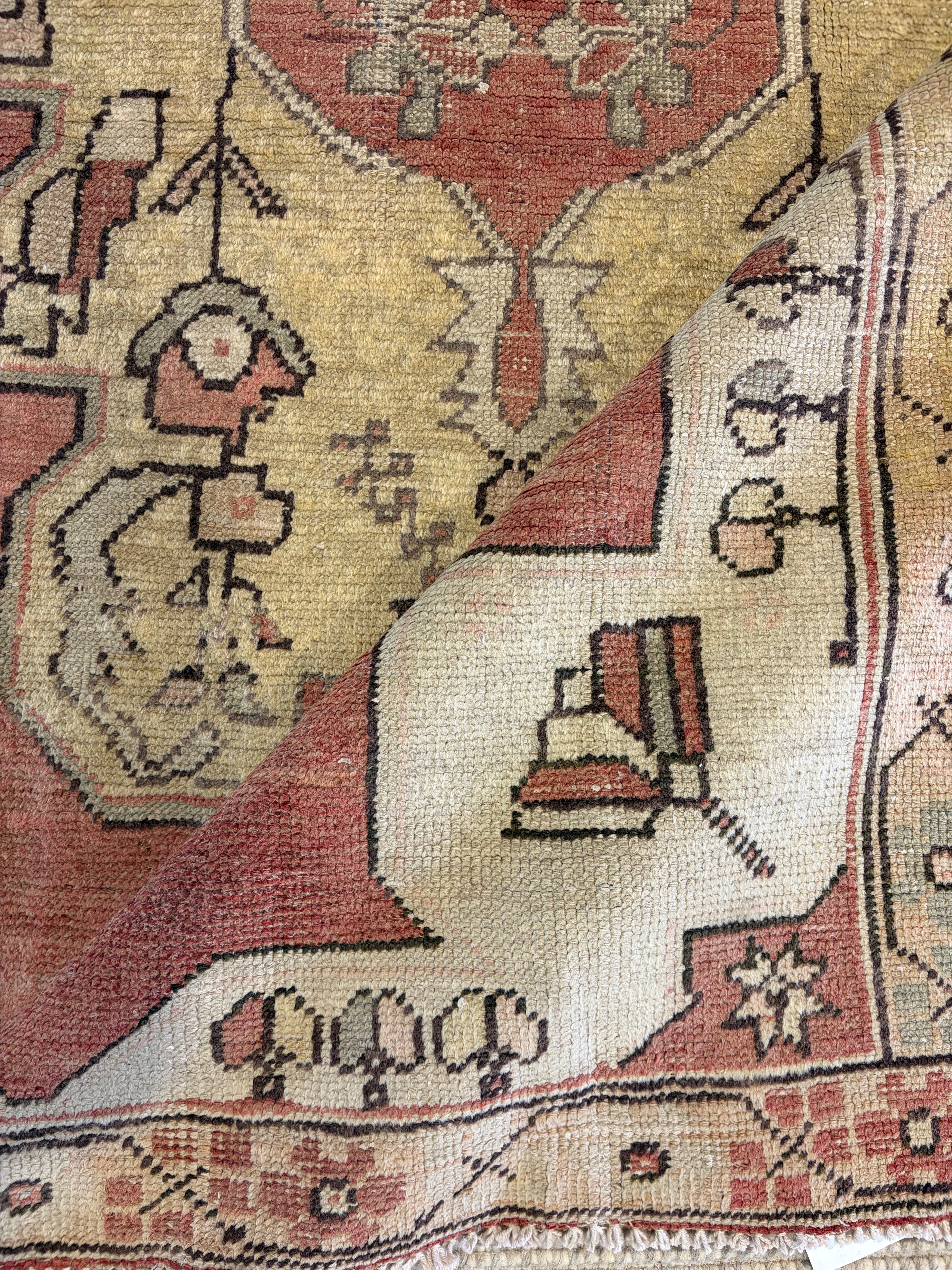 Ann Martin 3.11x7.9 Red Hand-Knotted Vintage Turkish Oushak