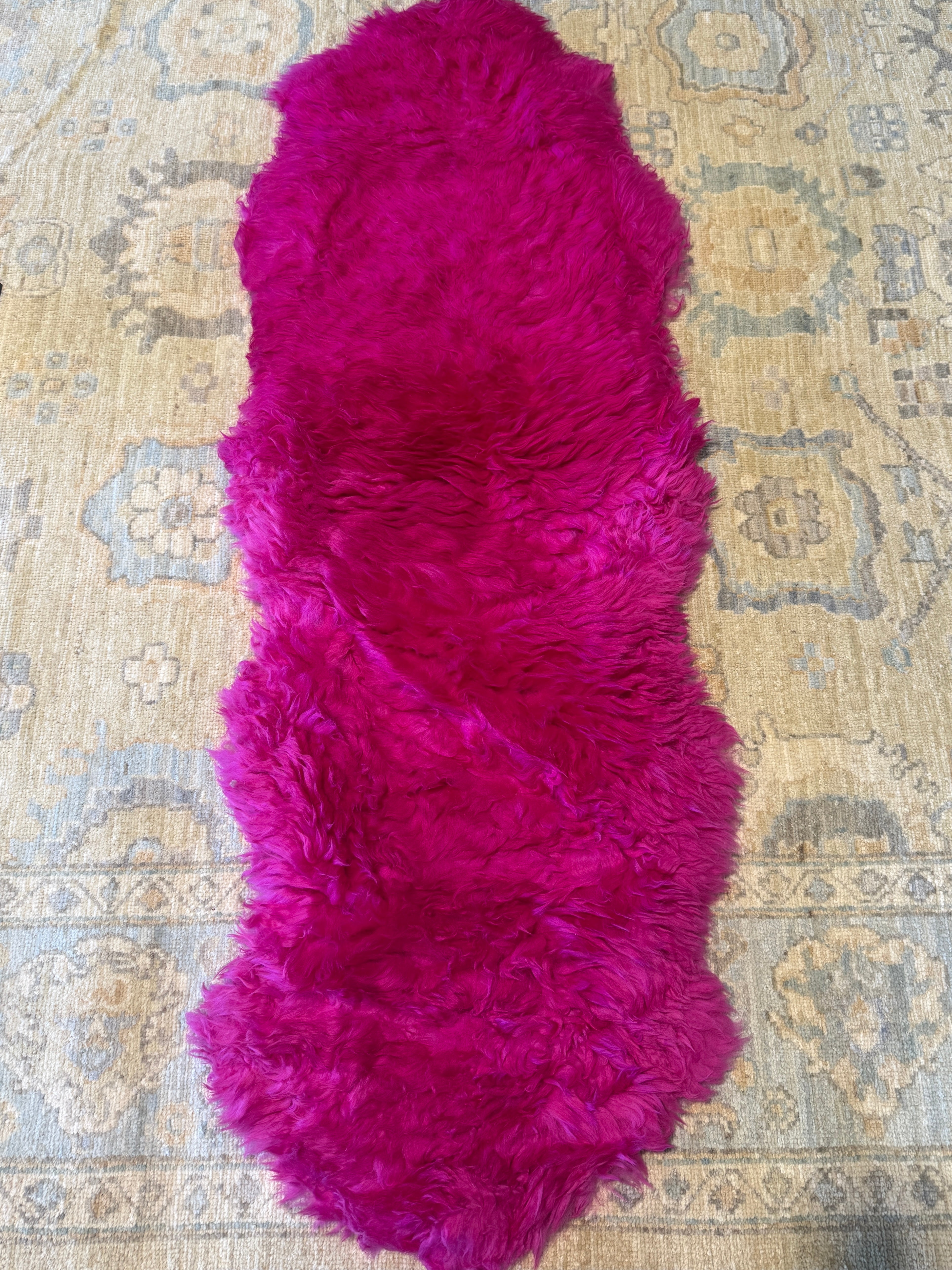 Double Pelt Hot Pink Sheepskin Rug