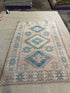 Aubrie Allen 4.9x7.5 Pink and Blue Hand-Knotted Vintage Turkish Oushak