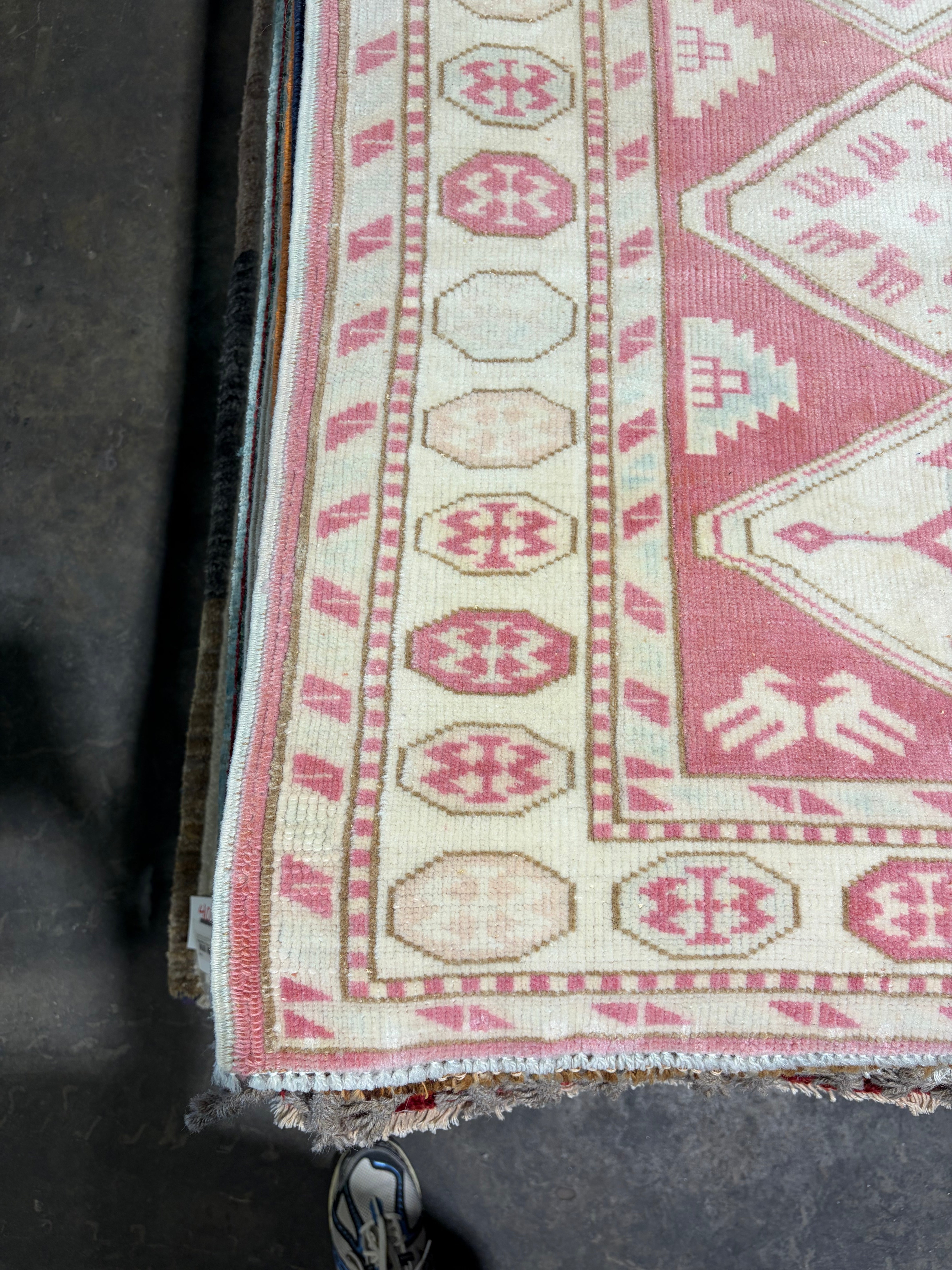 Ashtyn Victoria 2.10x6.5 Pink Hand-Knotted Vintage Turkish Oushak Runner