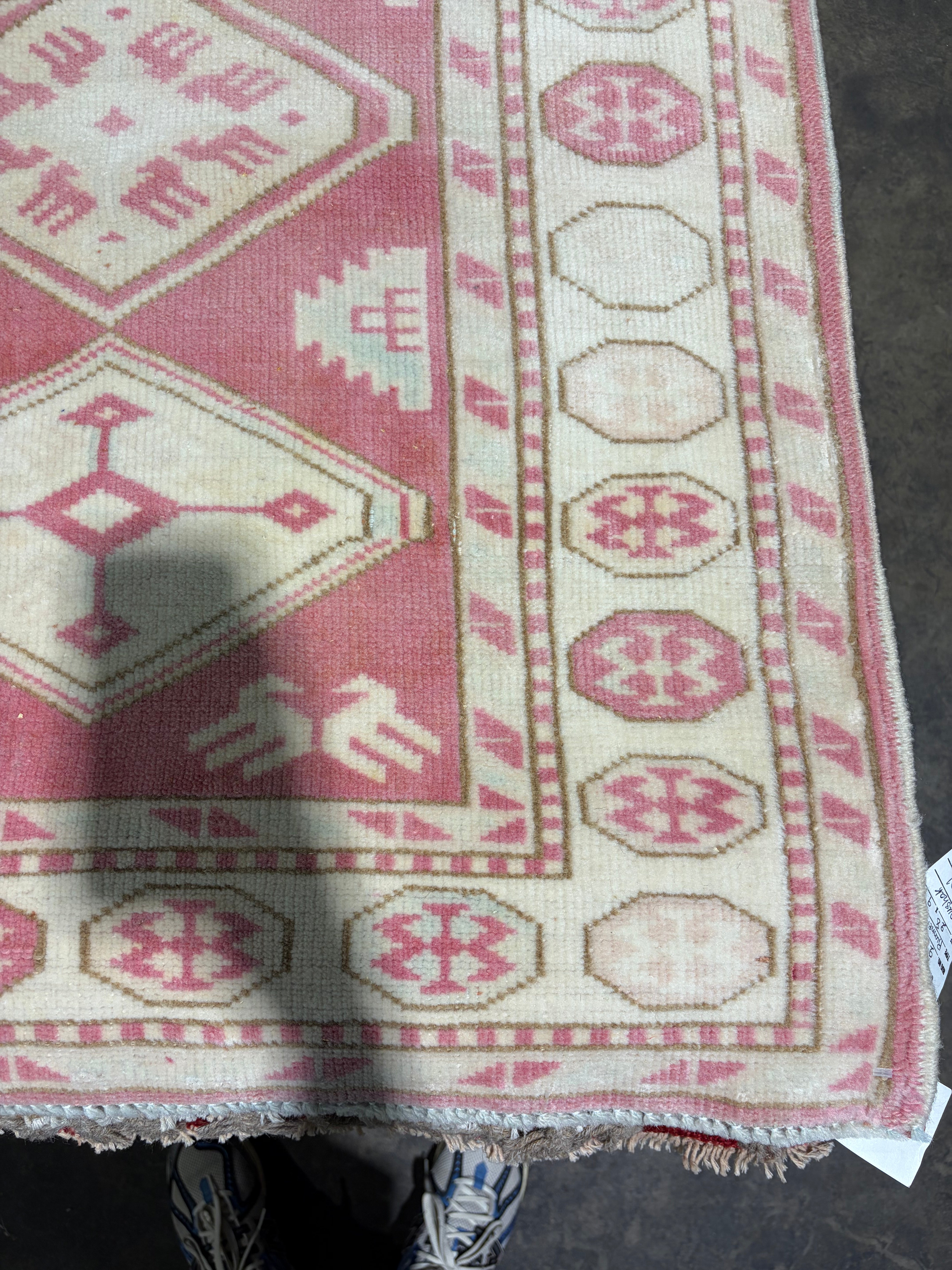 Ashtyn Victoria 2.10x6.5 Pink Hand-Knotted Vintage Turkish Oushak Runner