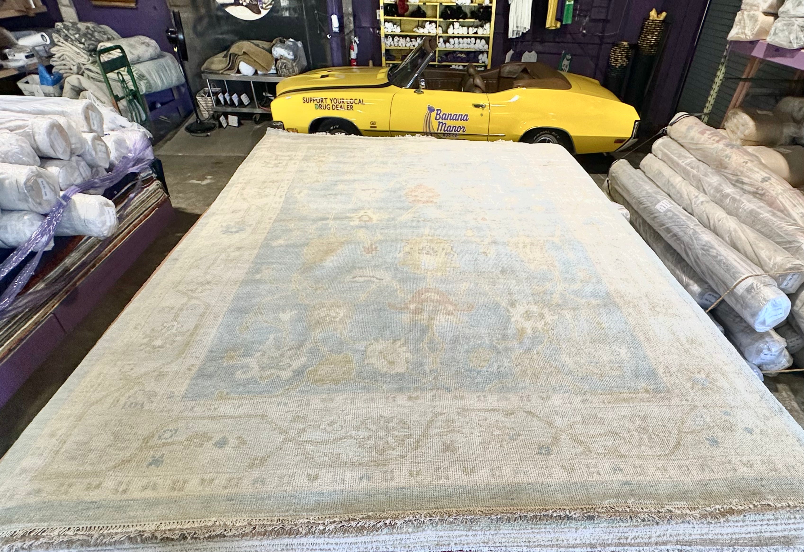 Sasha Diamond 10x14 Light Blue Hand-Knotted Oushak Rug