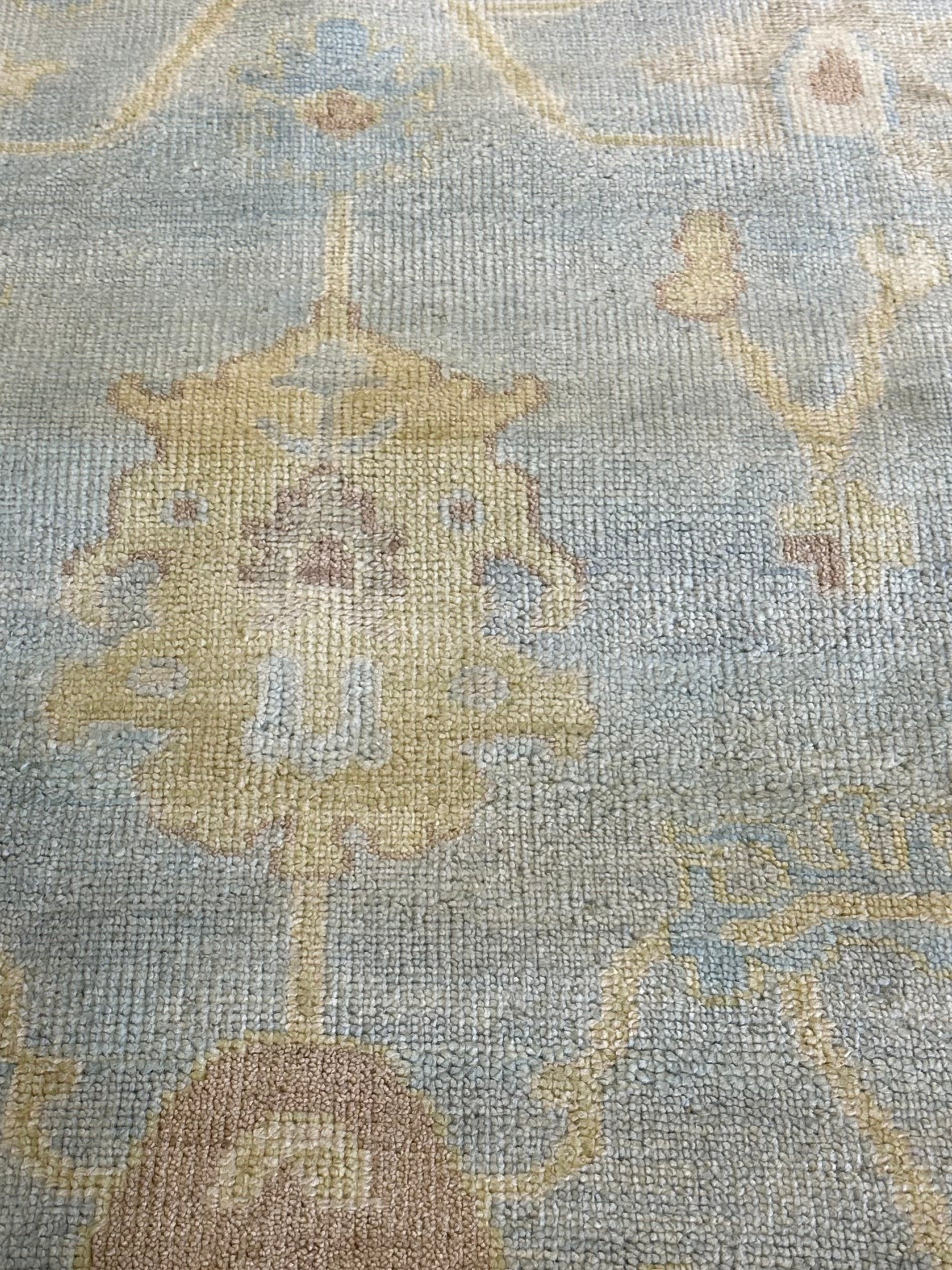 Sasha Diamond 10x14 Light Blue Hand-Knotted Oushak Rug
