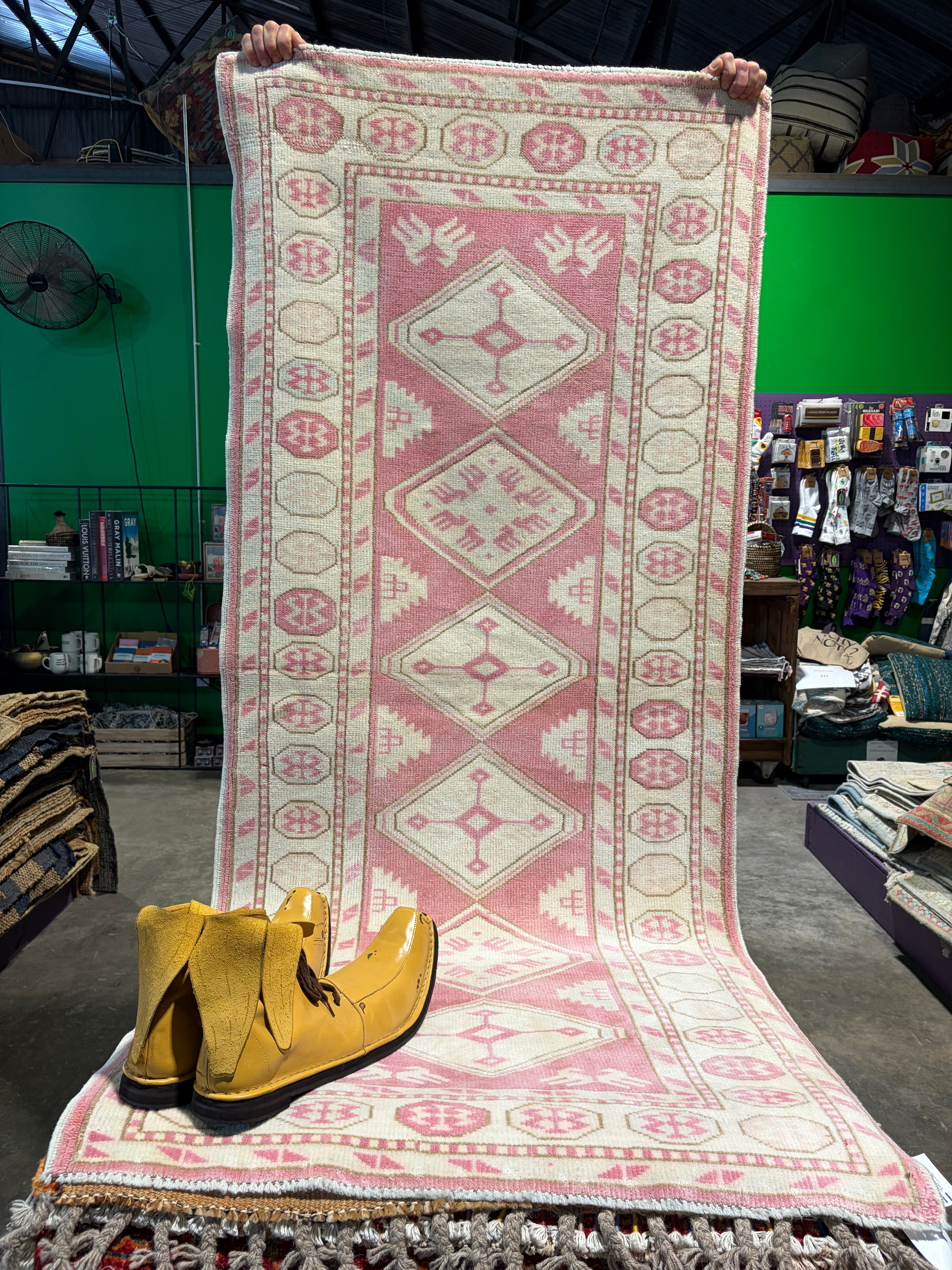 Ashtyn Victoria 2.10x6.5 Pink Hand-Knotted Vintage Turkish Oushak Runner