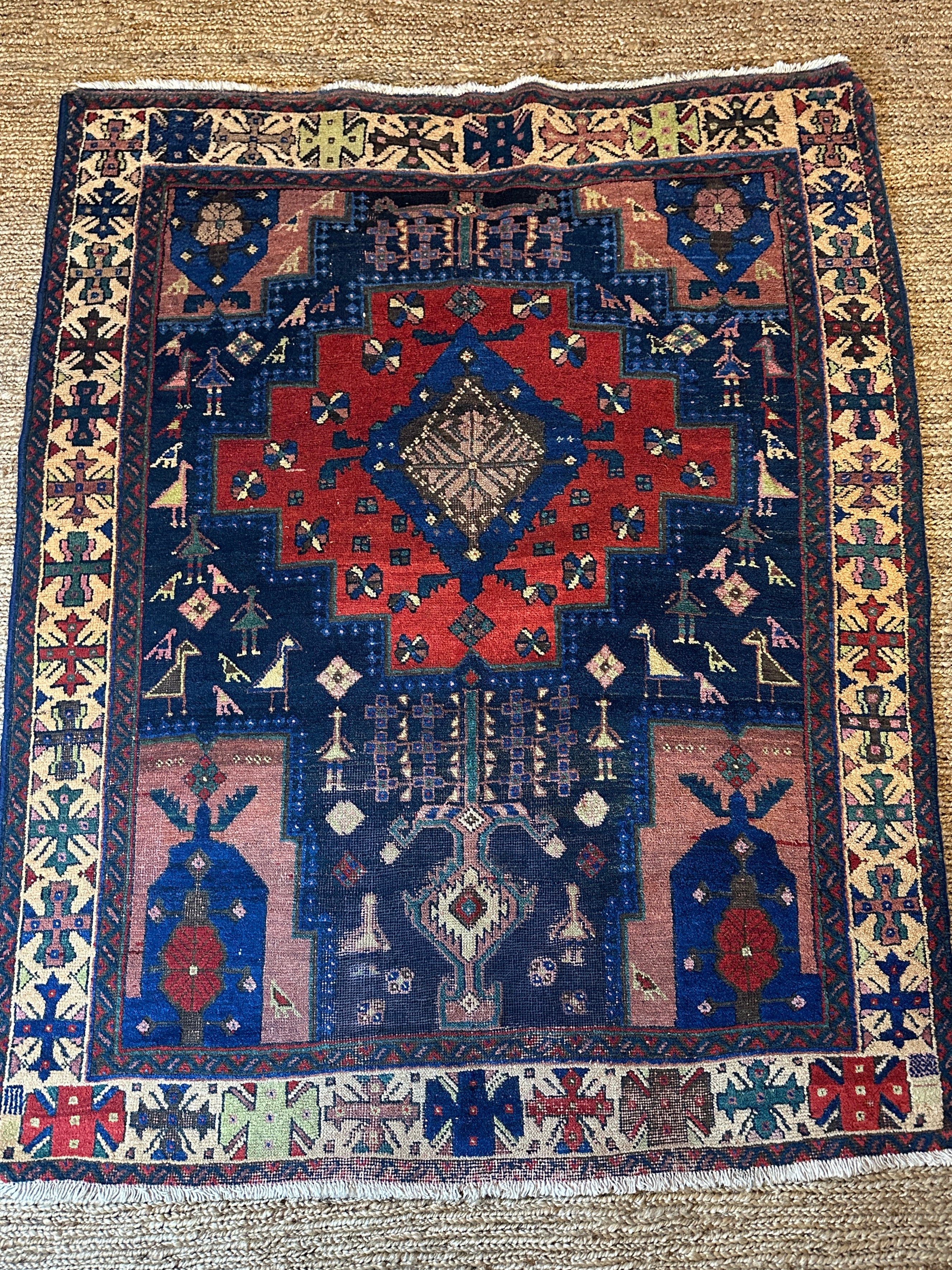 Antique SE Persian Tribal Afshar Blue Rug 5.4x6.7