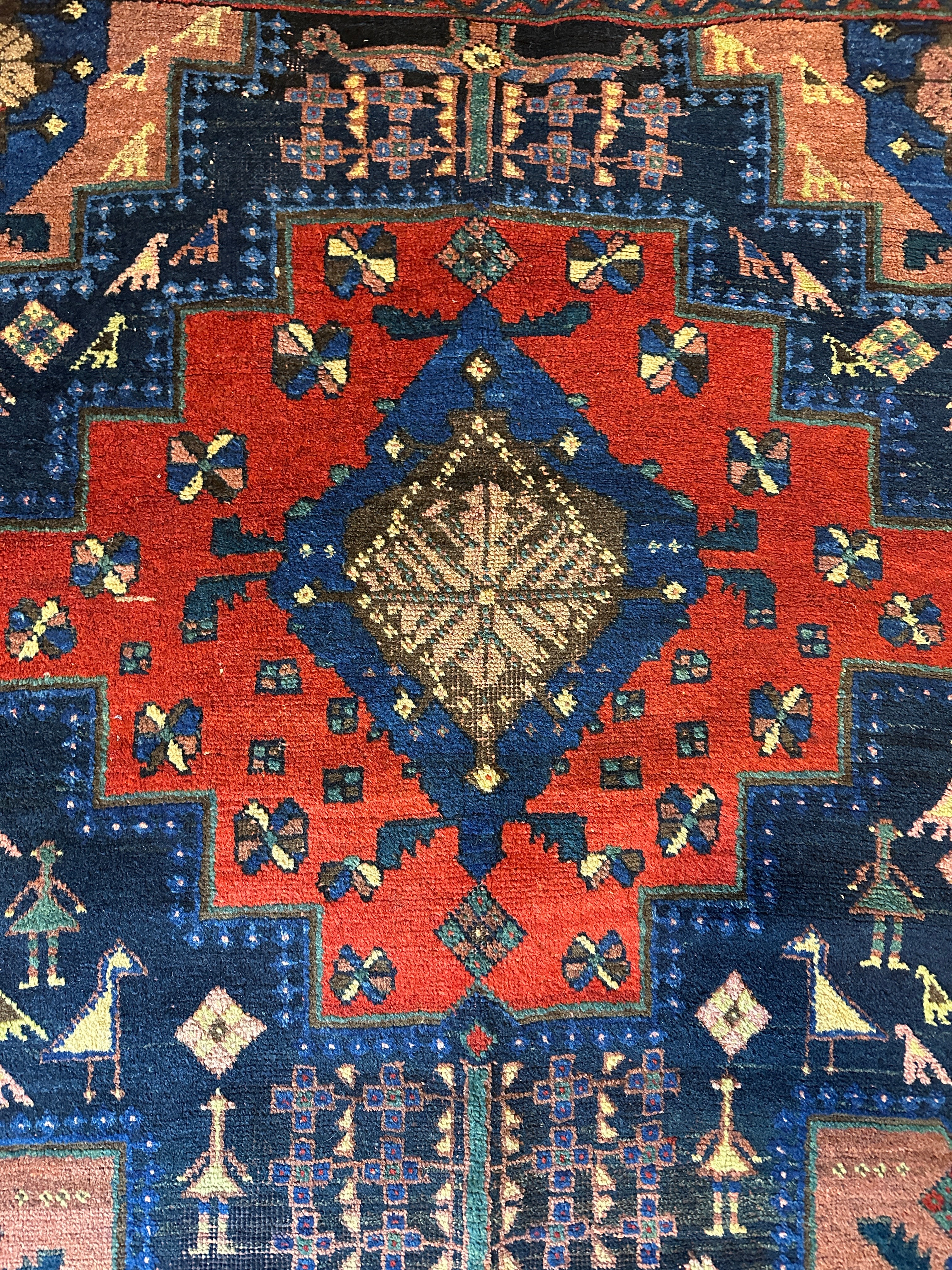 Antique SE Persian Tribal Afshar Blue Rug 5.4x6.7